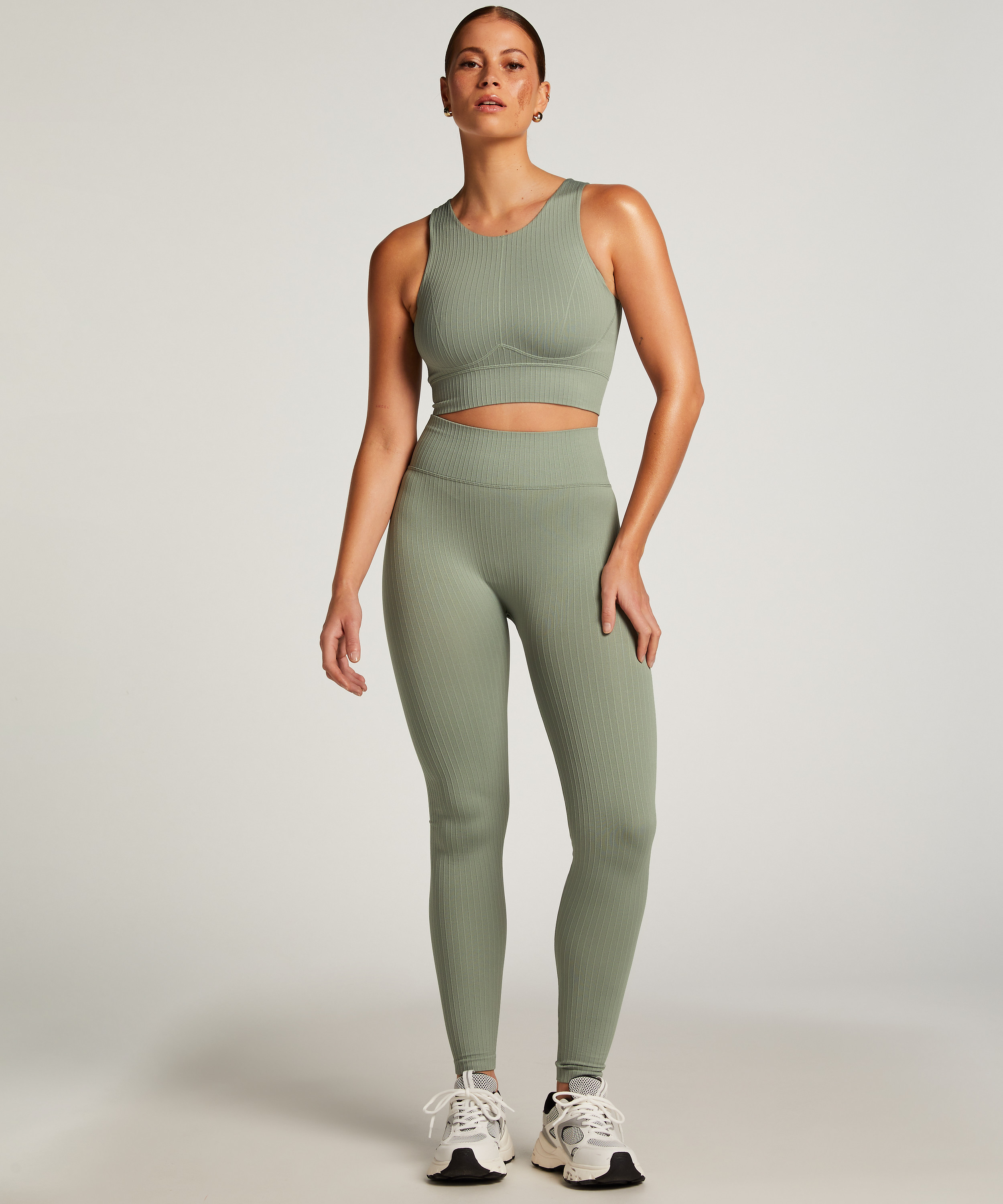 Legging de sport sans coutures taille haute HKMX, Vert, main