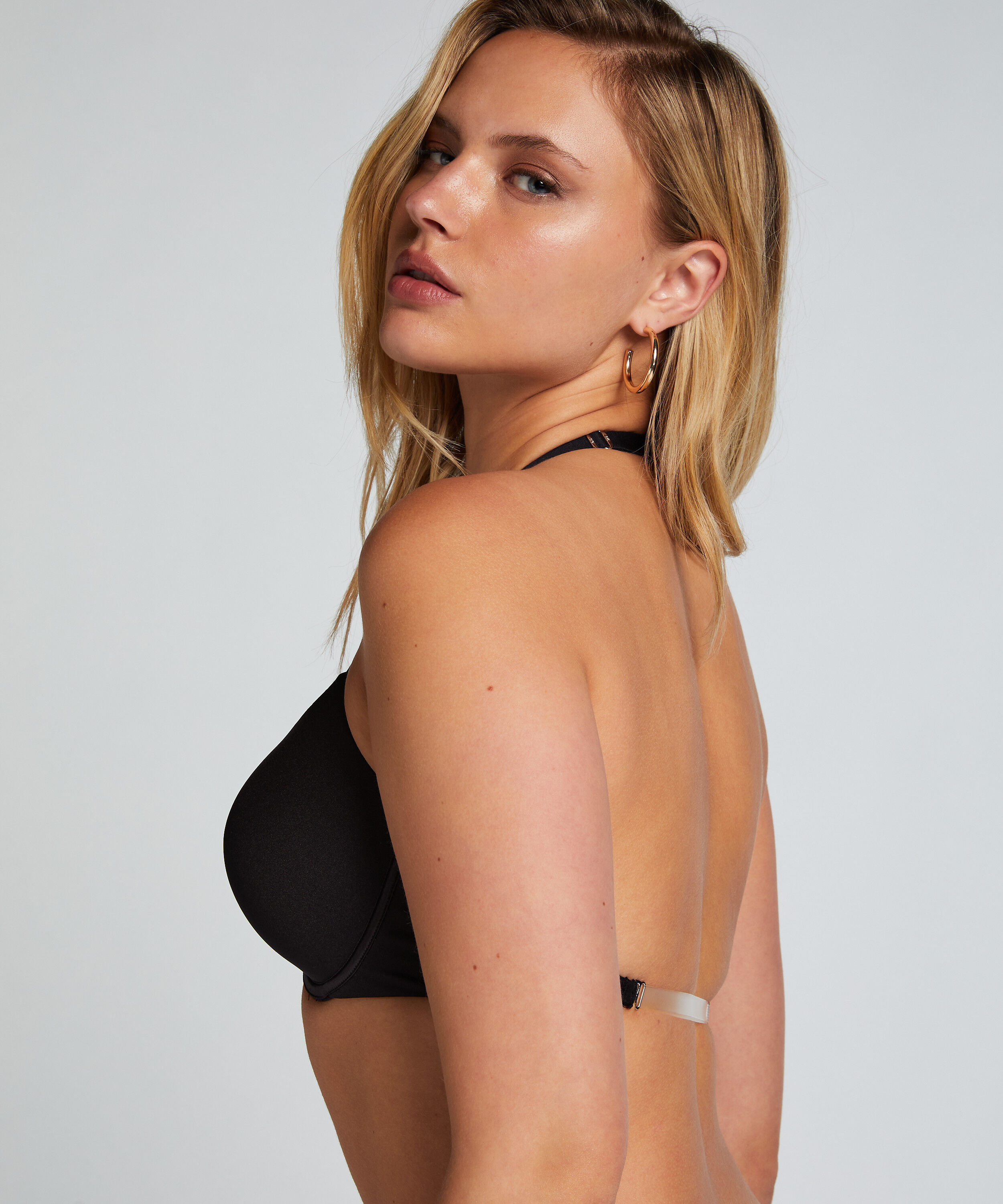 Soutien-gorge à armatures préformé Transparent Back Multiway, Noir