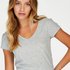Haut de pyjama côtelé à manches courtes, Gris