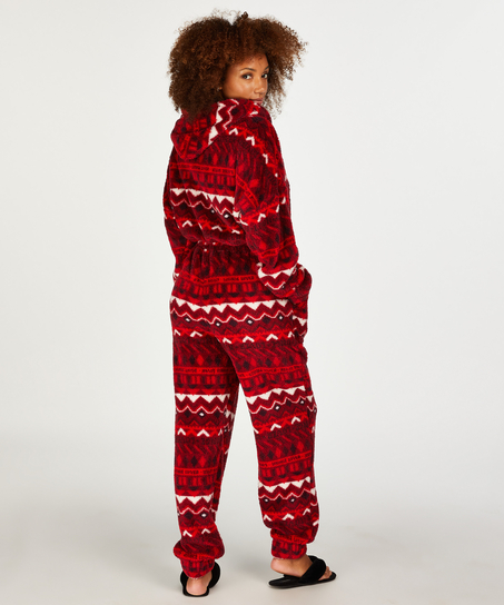 Onesie en flanelle et polaire Fairisle, Rouge