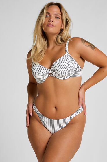 Hunkemöller Bas de Bikini Highleg Stripes Blanc