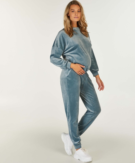 Pantalon de survêtement de maternité en velours, Bleu