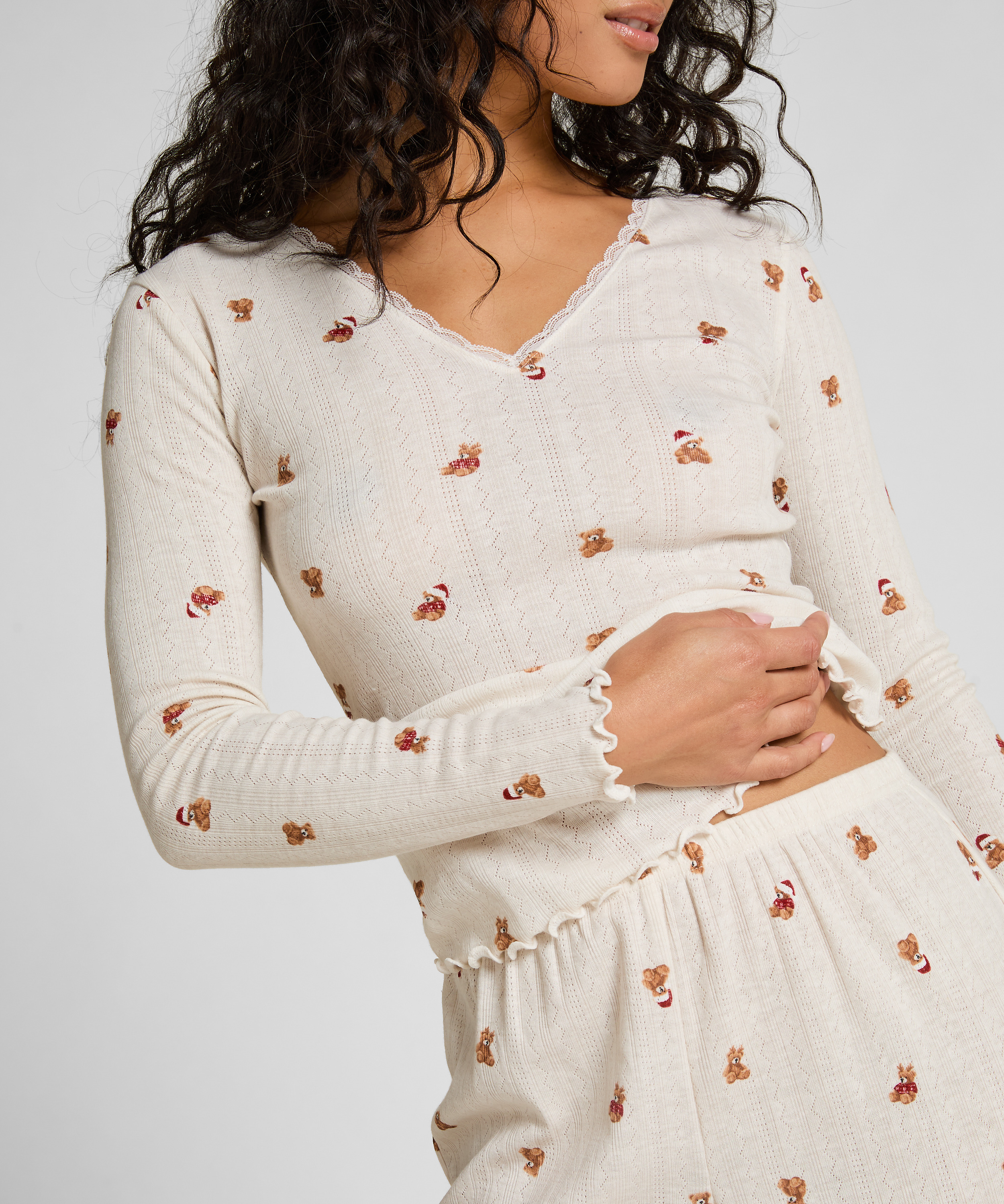 Pantalon de pyjama Pointelle, Blanc, main