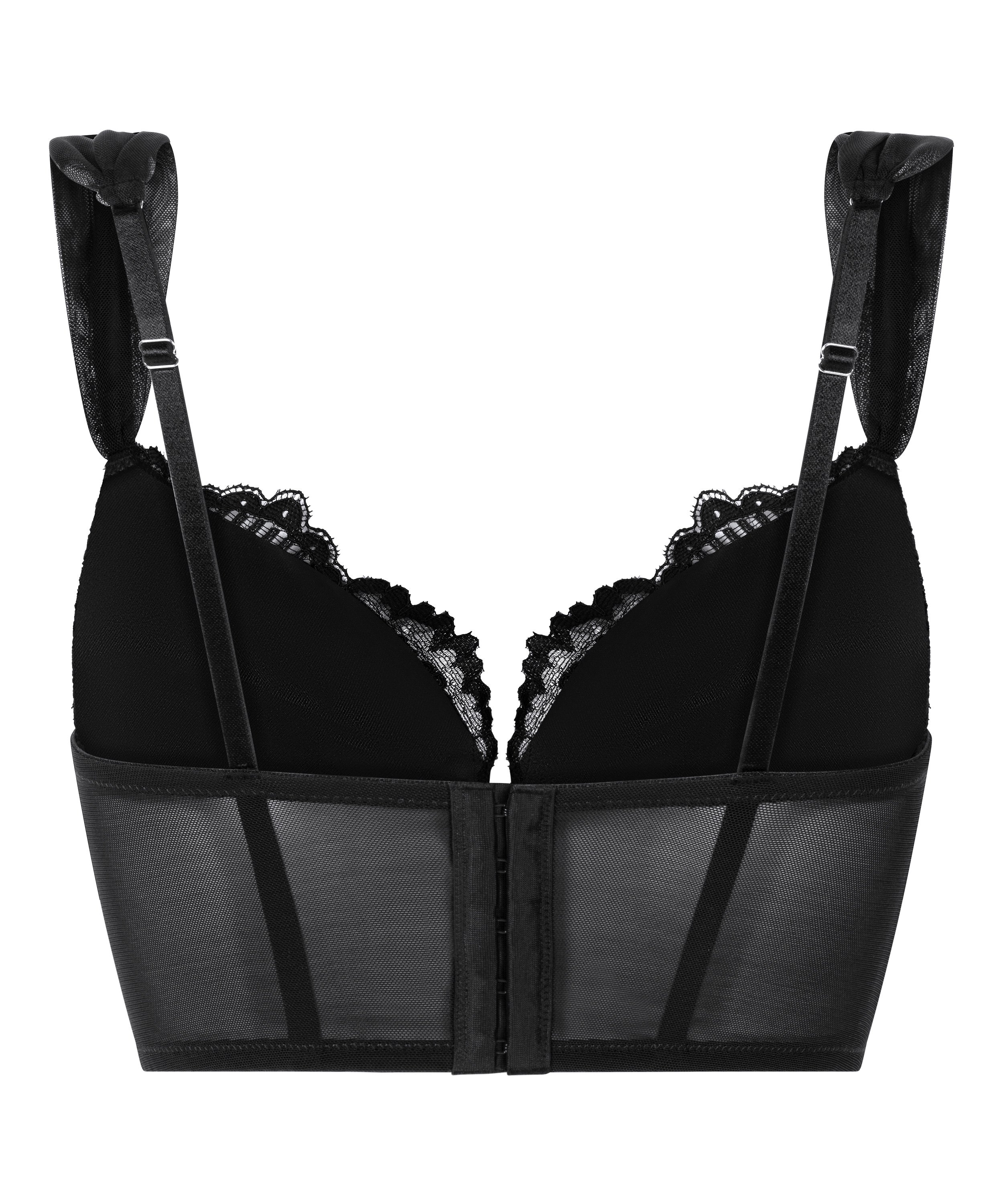 Soutien-gorge à armatures préformé push-up et longline Whitney, Noir, main