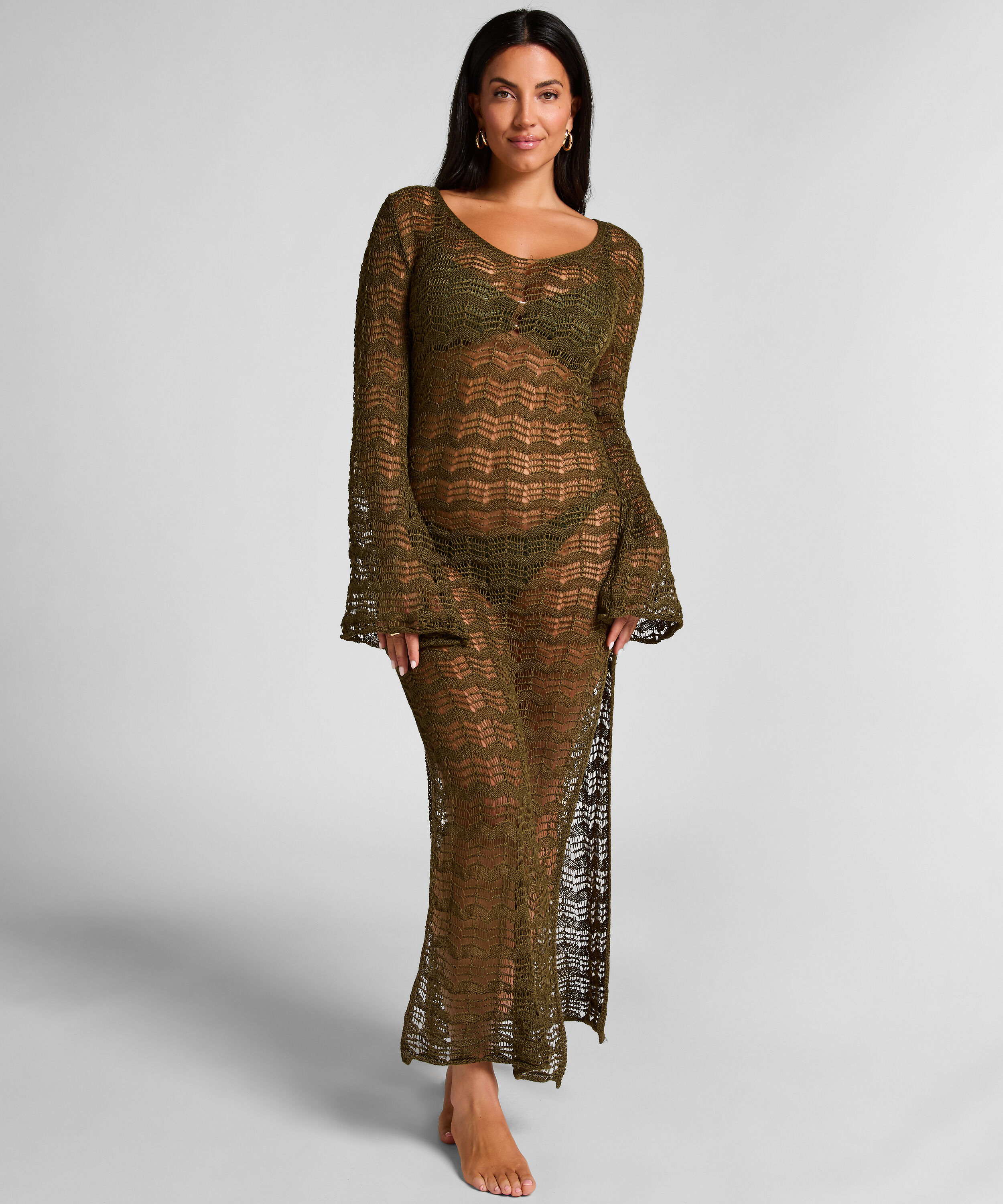 Robe maxi en crochet, Vert