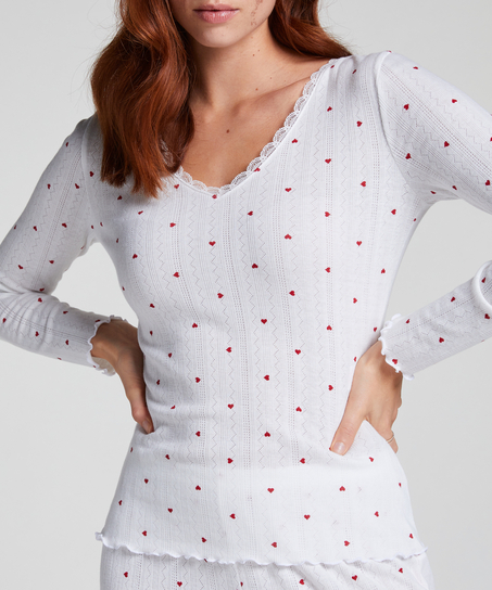 Haut de pyjama Pointelle, Blanc