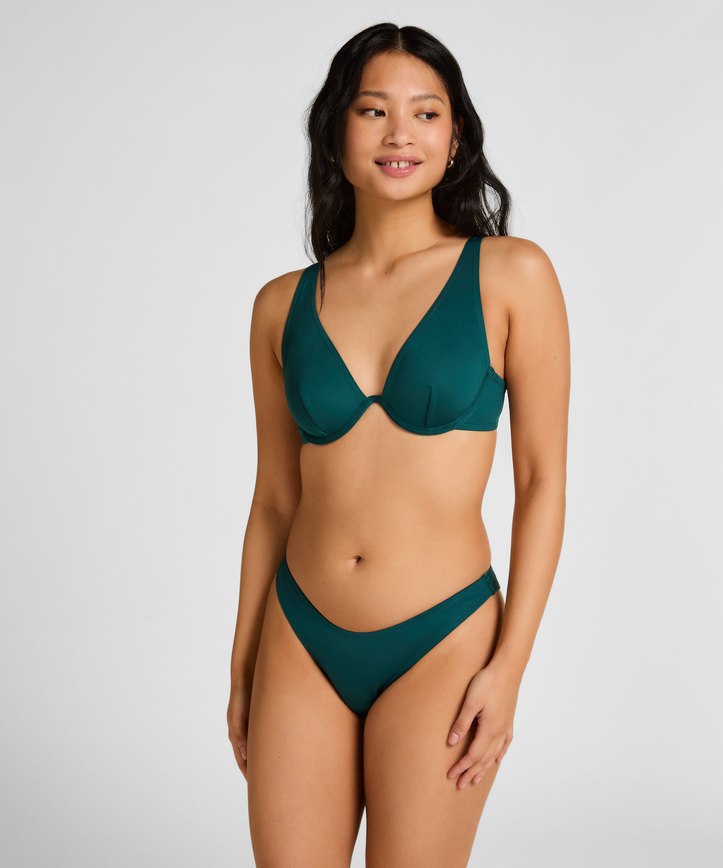 Bas de bikini à jambe haute en néoprène, Vert Bas de bikini à jambe haute en néoprène, Vert