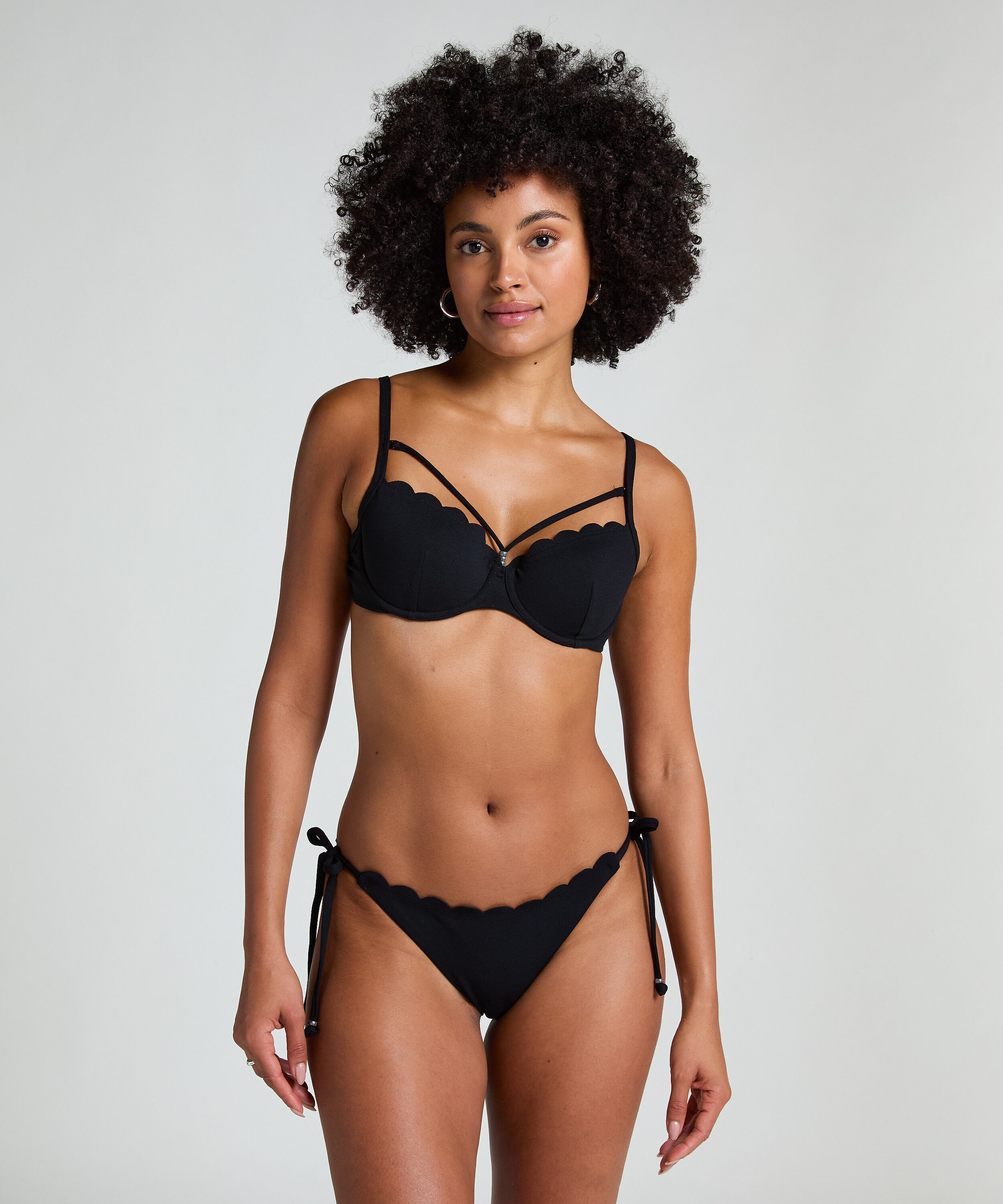 Bas de bikini Scallop, Noir