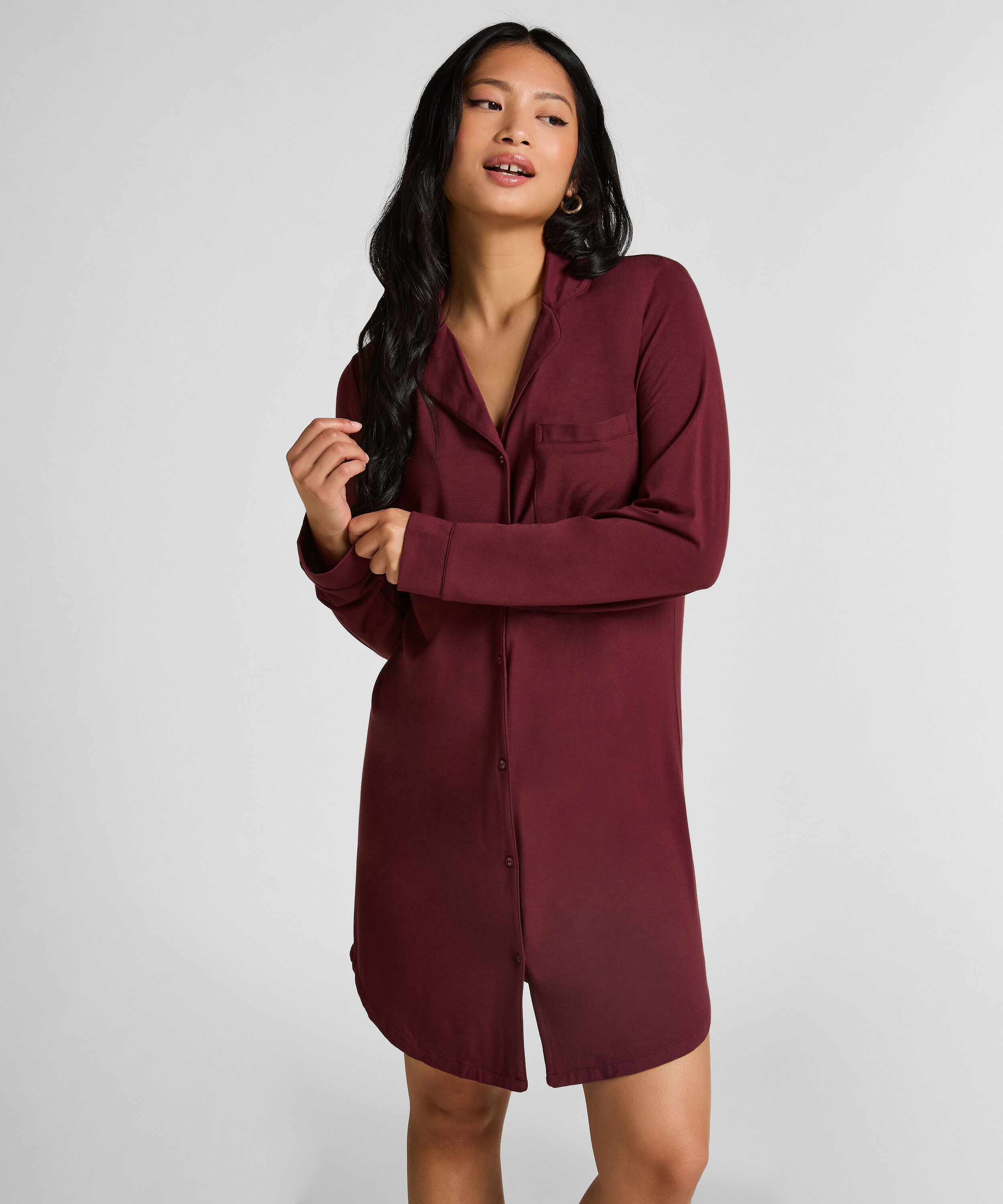Robe-chemise &agrave; manches longues en jersey Essential, Violet