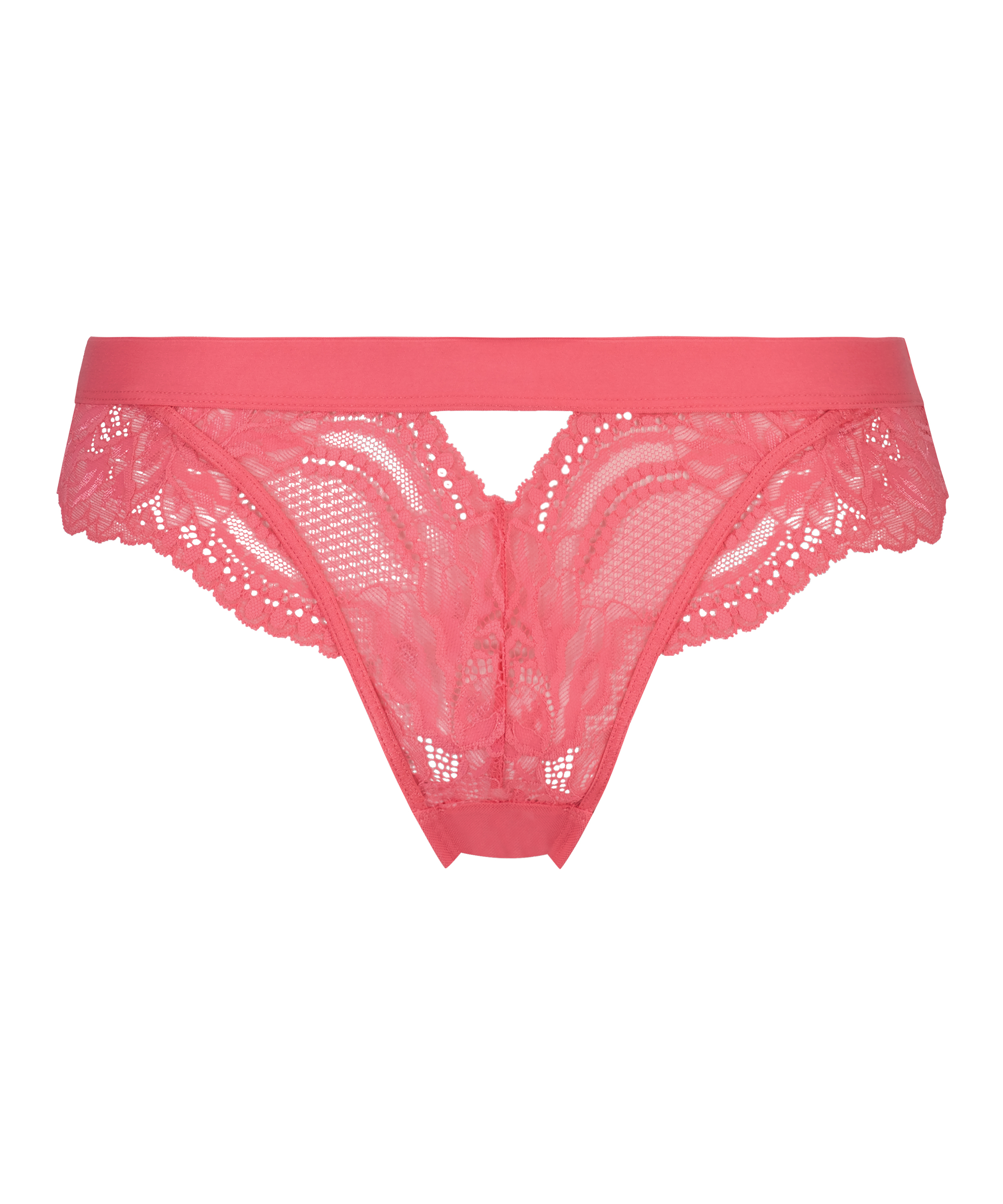 Slip brésilien jambes hautes Hana, Rose, main