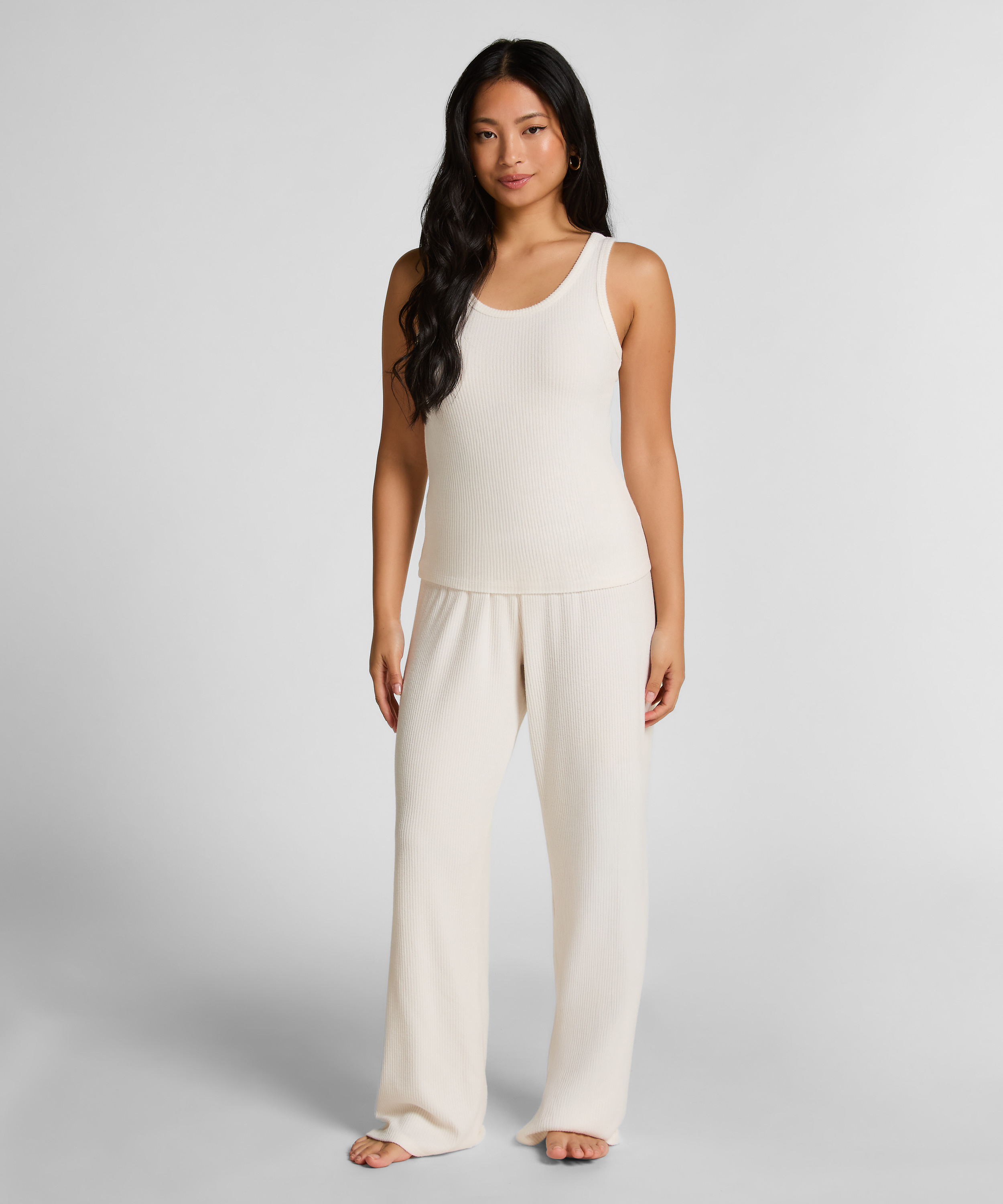 D&eacute;bardeur en jersey bross&eacute; c&ocirc;tel&eacute;, Blanc, main