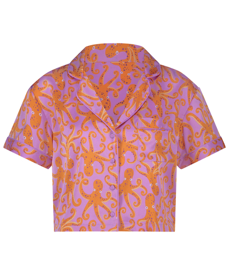 Veste à manches courtes en satin, Violet