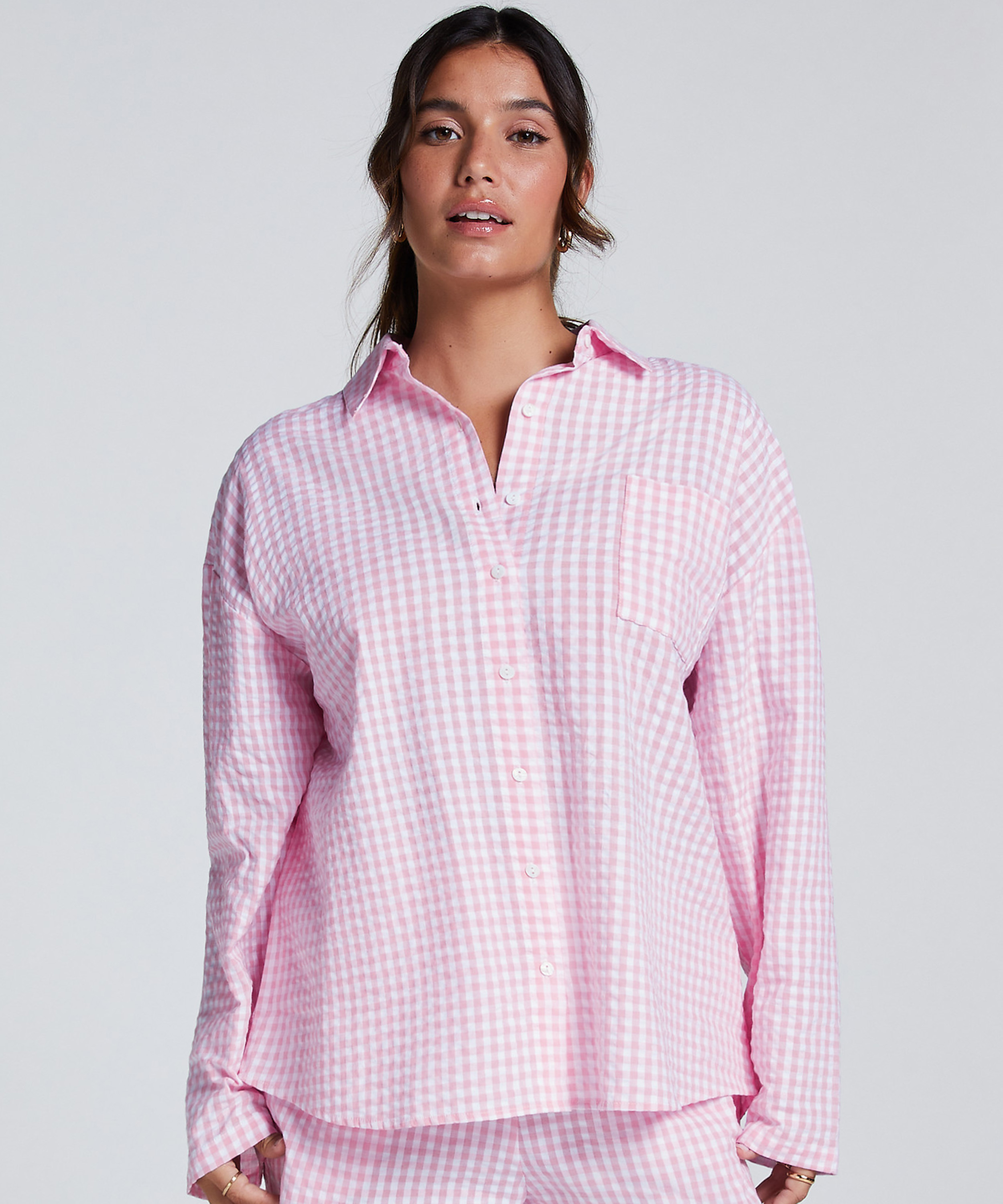 Haut de pyjama en Coton, Rose, main