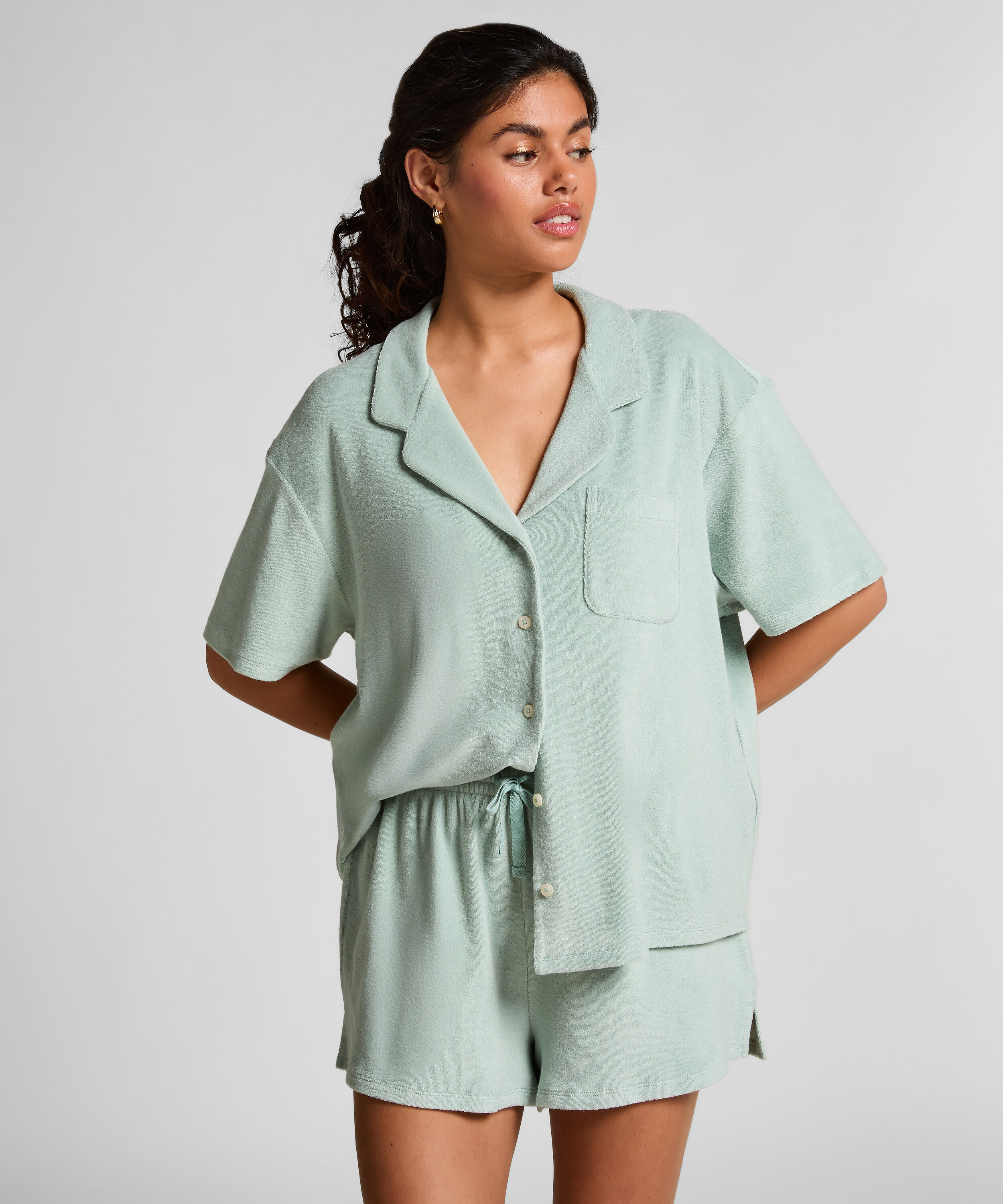 Short en tissu éponge, Vert