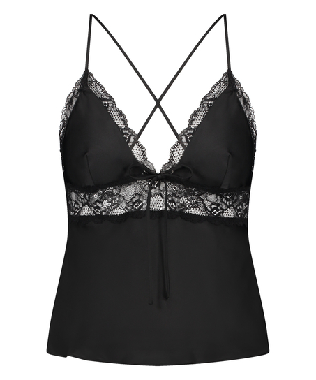 Caraco en satin Marcela, Noir