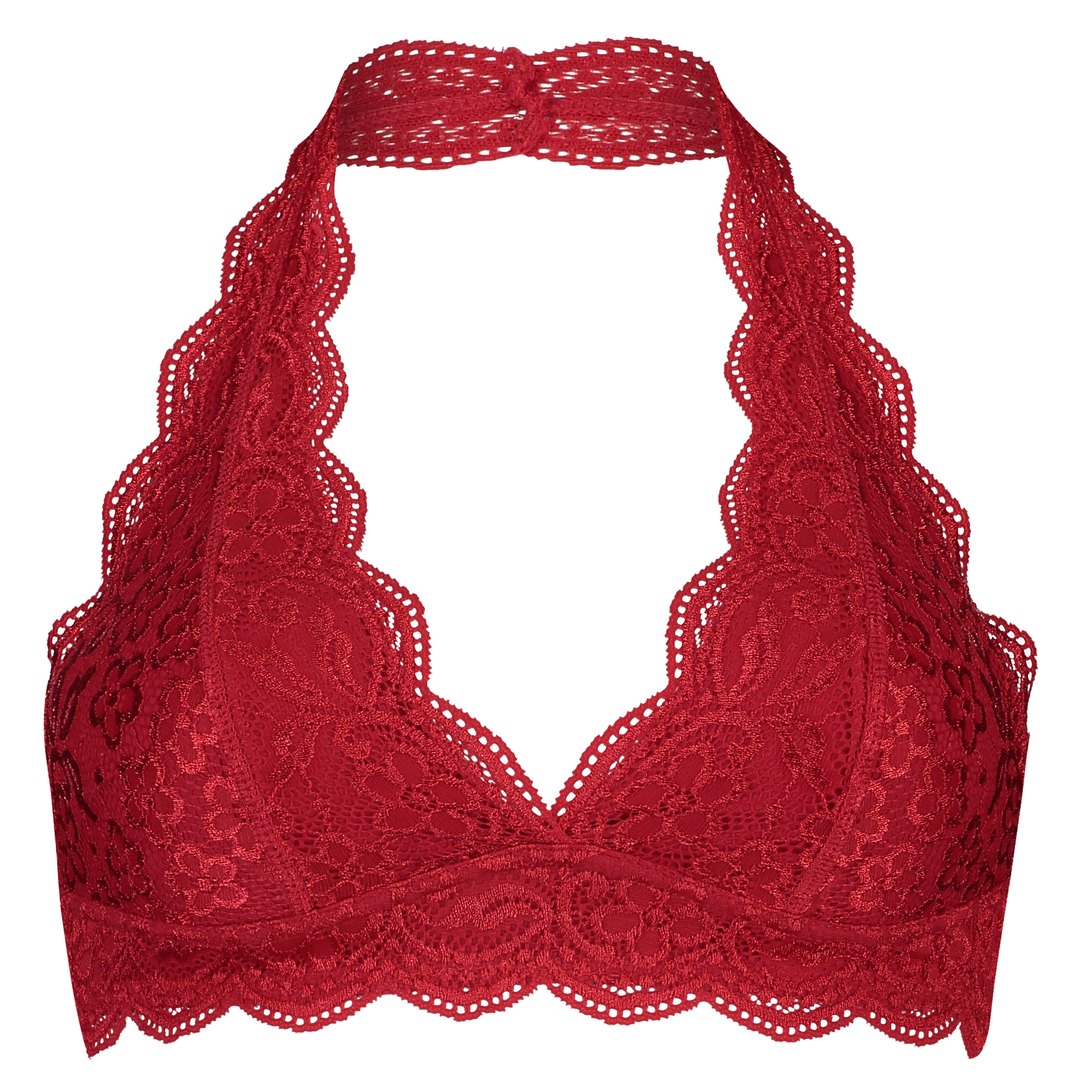 Brassière Halter Lace, Rouge, main