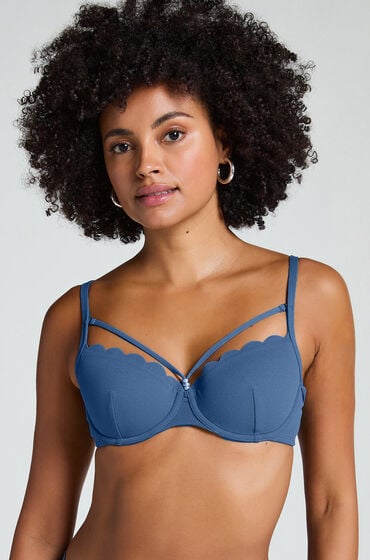 Hunkemöller Haut de bikini preforme a armatures Scallop Bleu