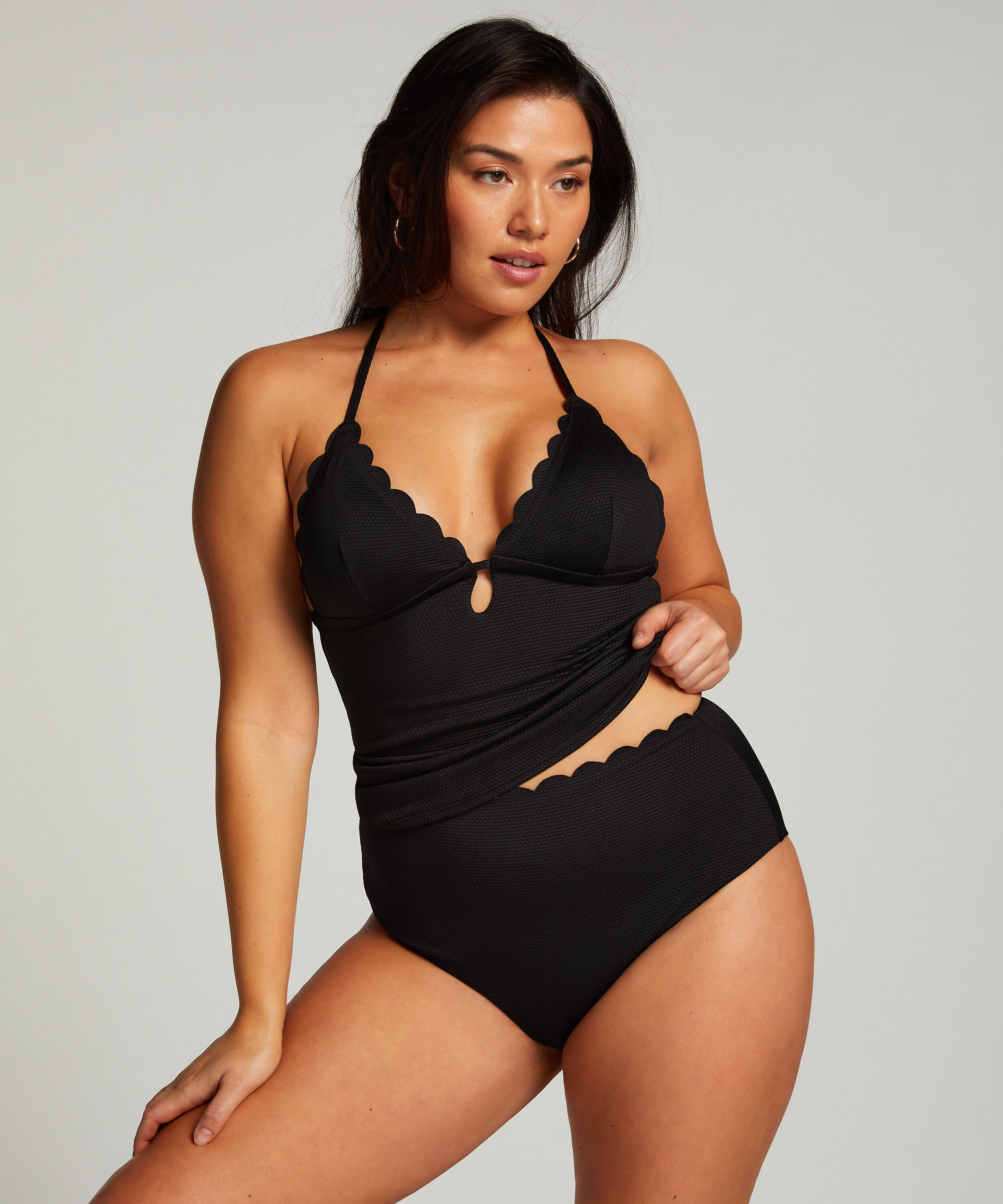Slip de Bikini Rio Scallop, Noir Slip de Bikini Rio Scallop, Noir