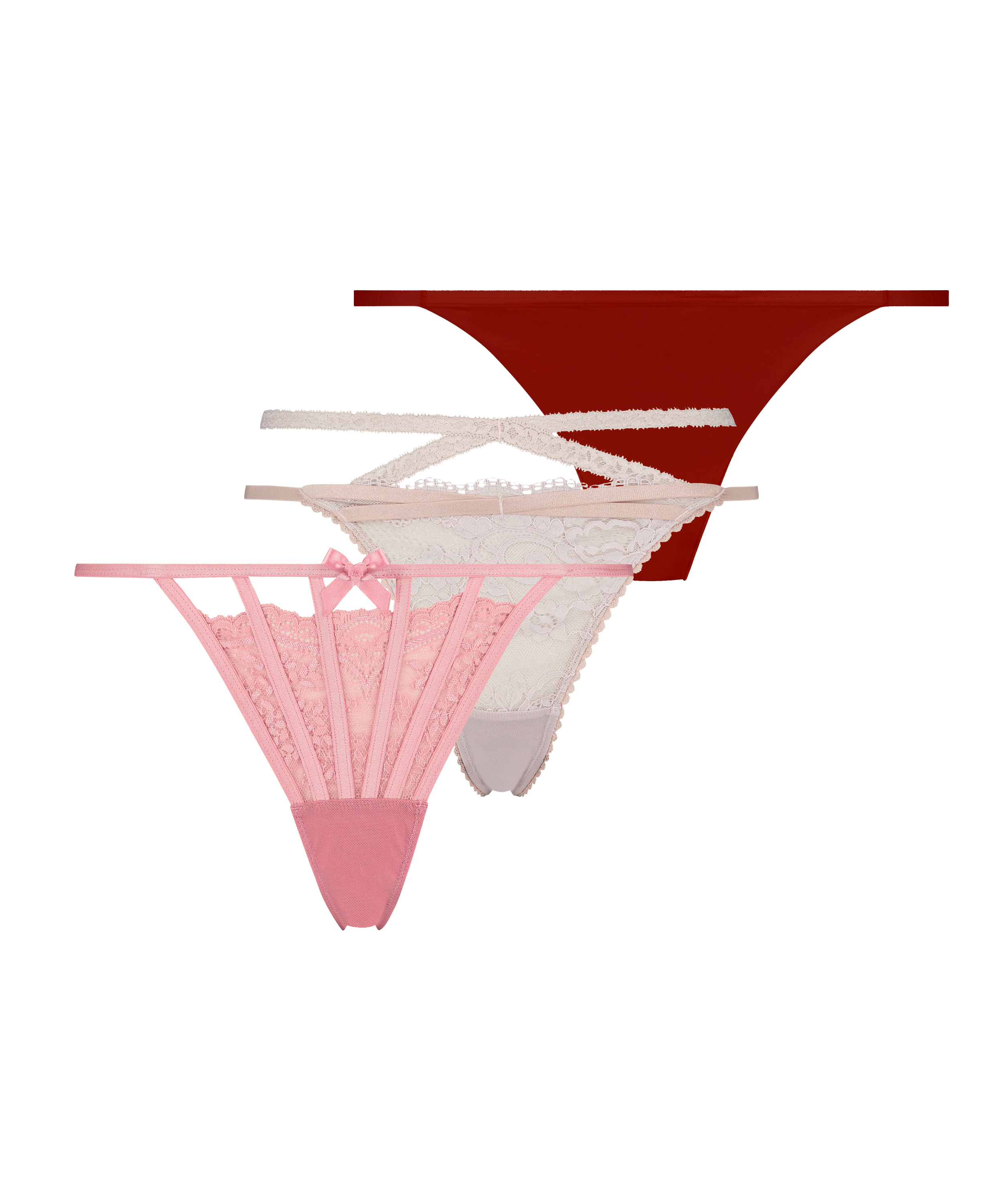 Lot de 3 strings, Rose, main