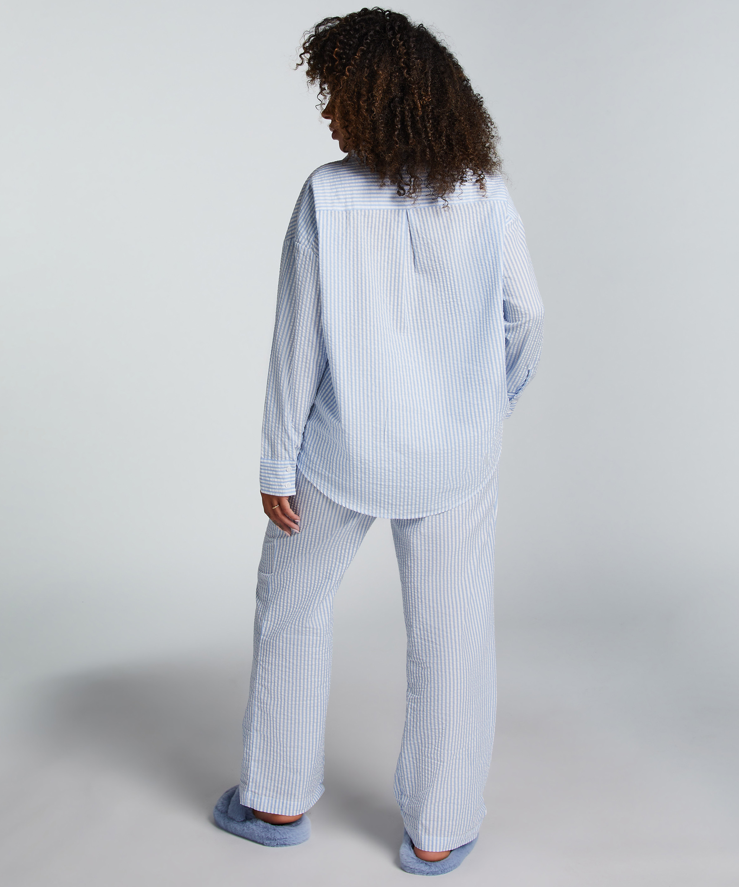 Pantalon de pyjama en Coton, Bleu, main