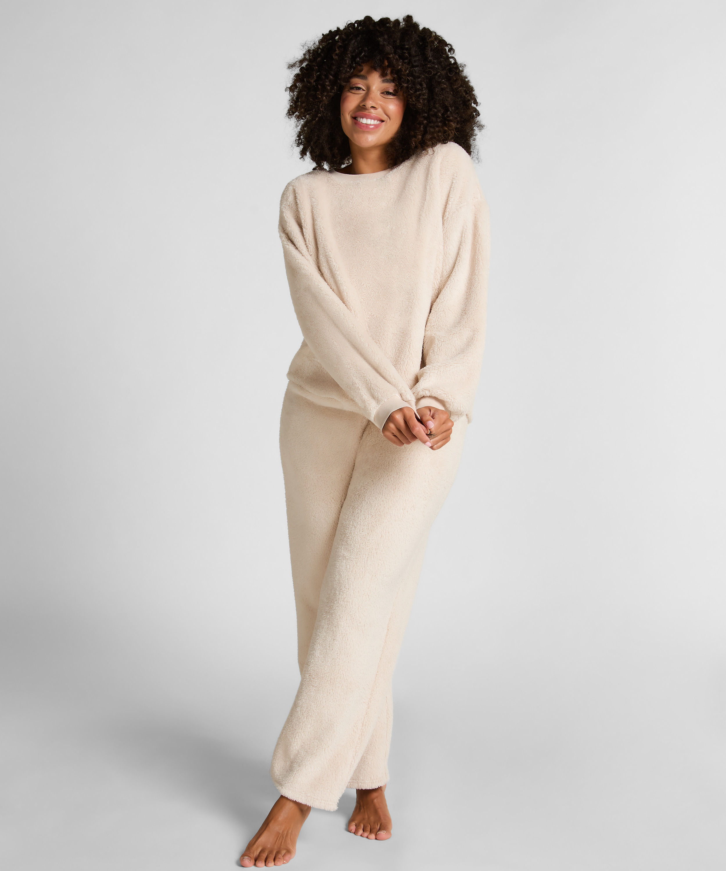 Top à manches longues Fluffy Fleece, Beige, main