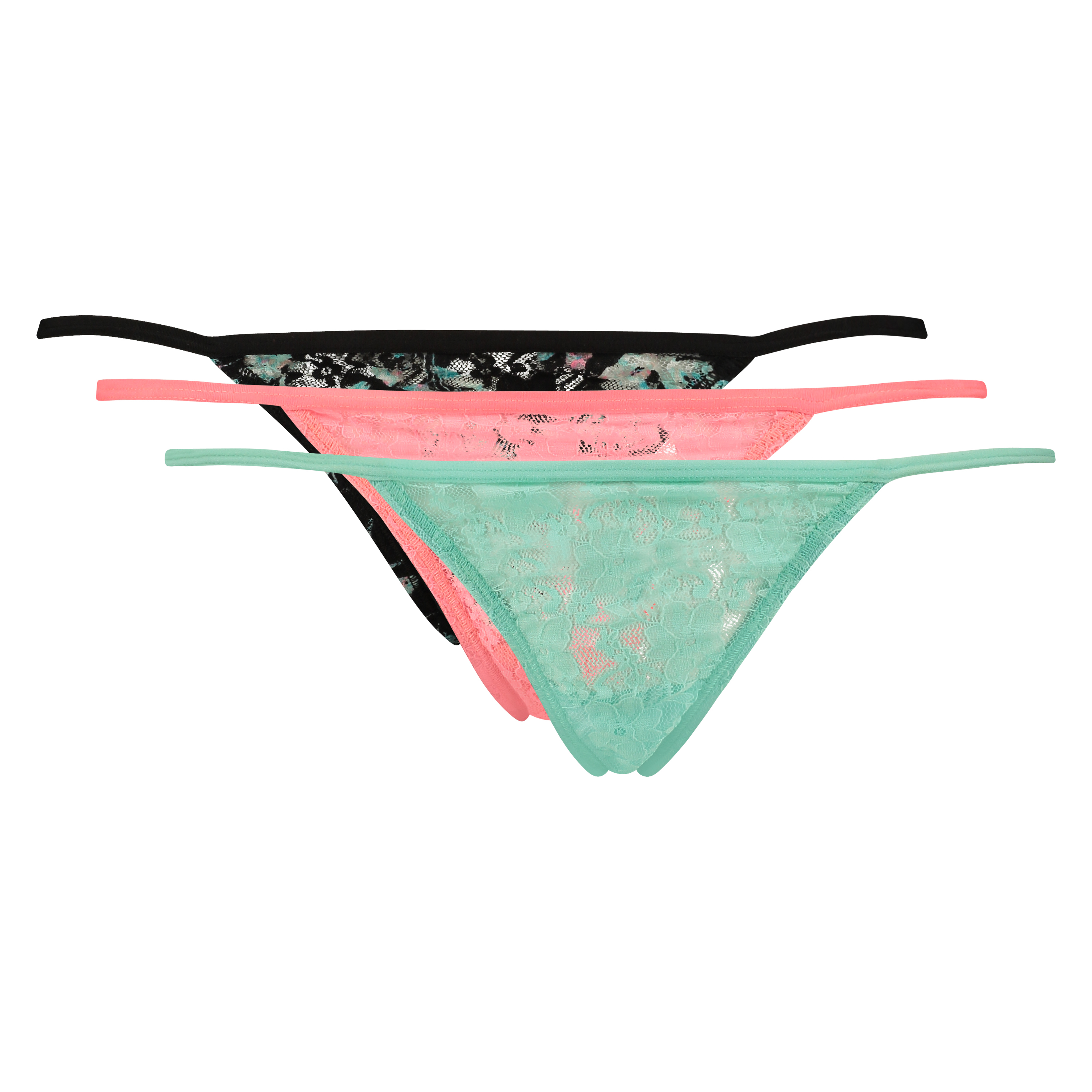 3-pack tangas lace, Bleu, main