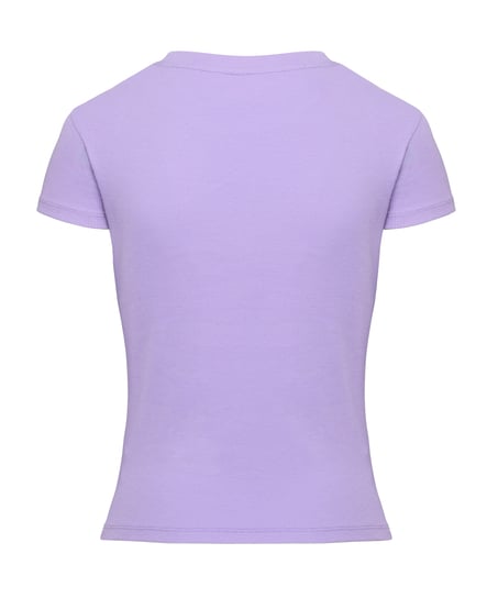 Haut de pyjama manches courtes rib crew neck, Violet