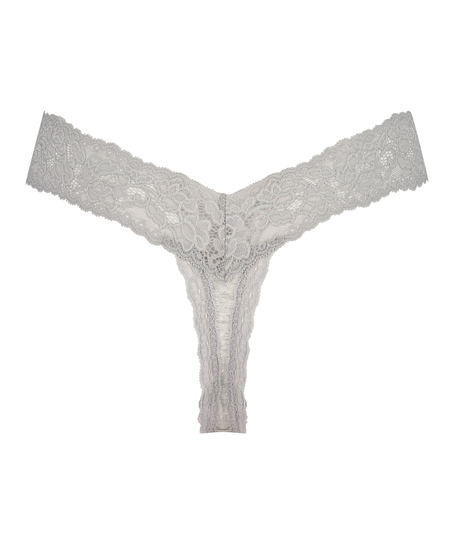 String taille extra basse en coton, Gris