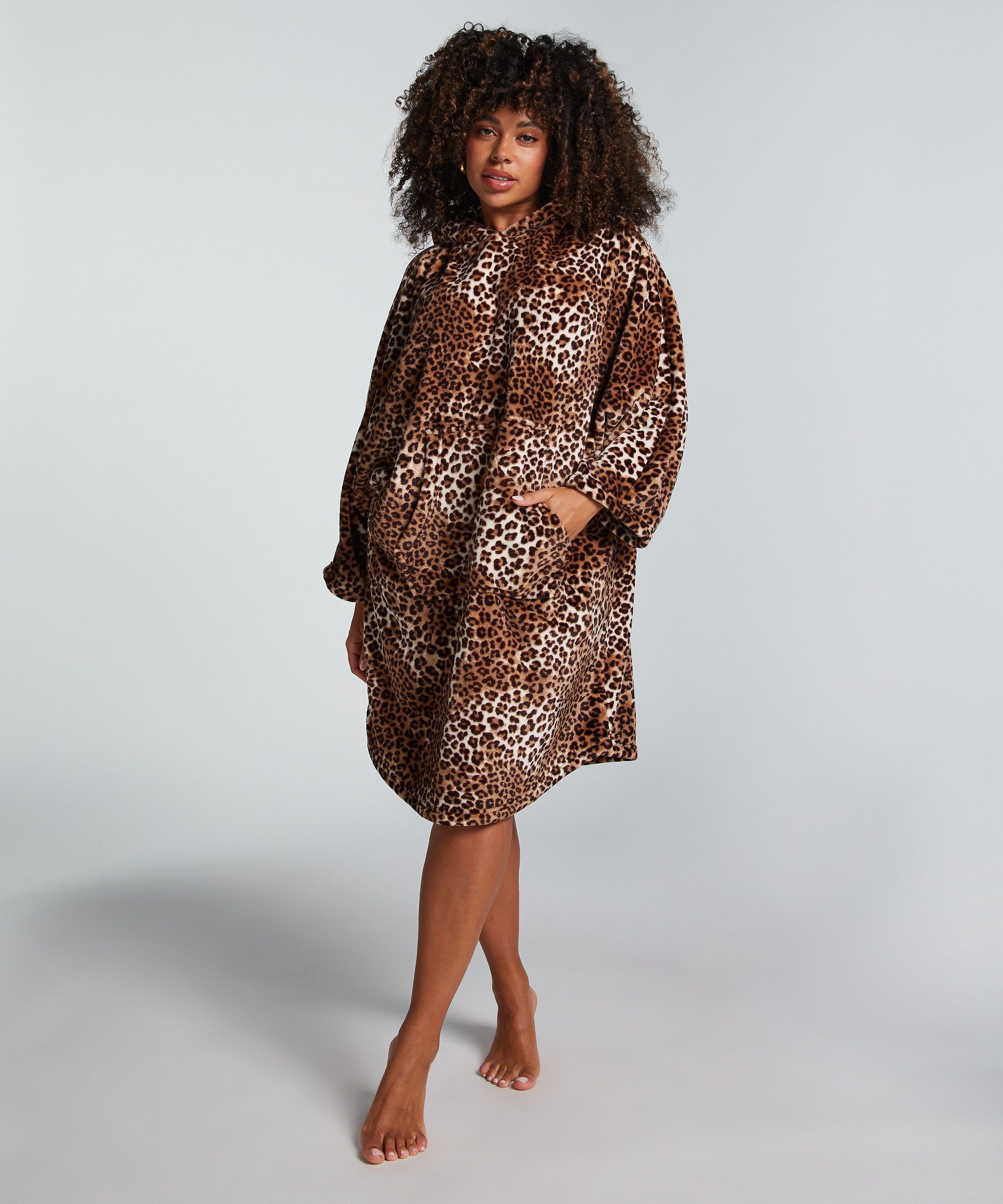 Hoodie en flanelle et polaire, Beige, main