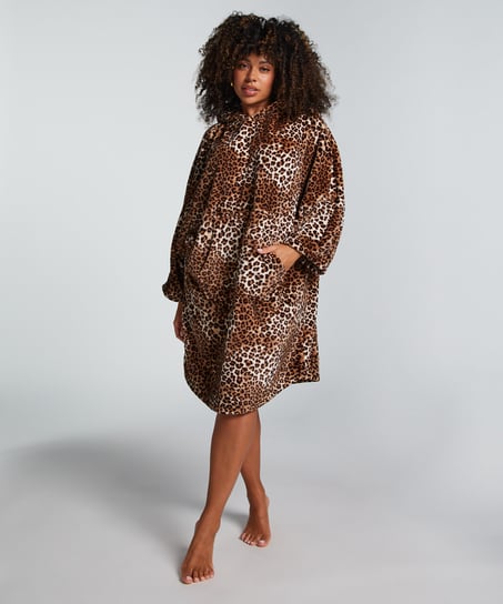 Hoodie en flanelle et polaire, Beige