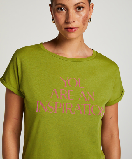 Chemise de nuit à col rond, Vert