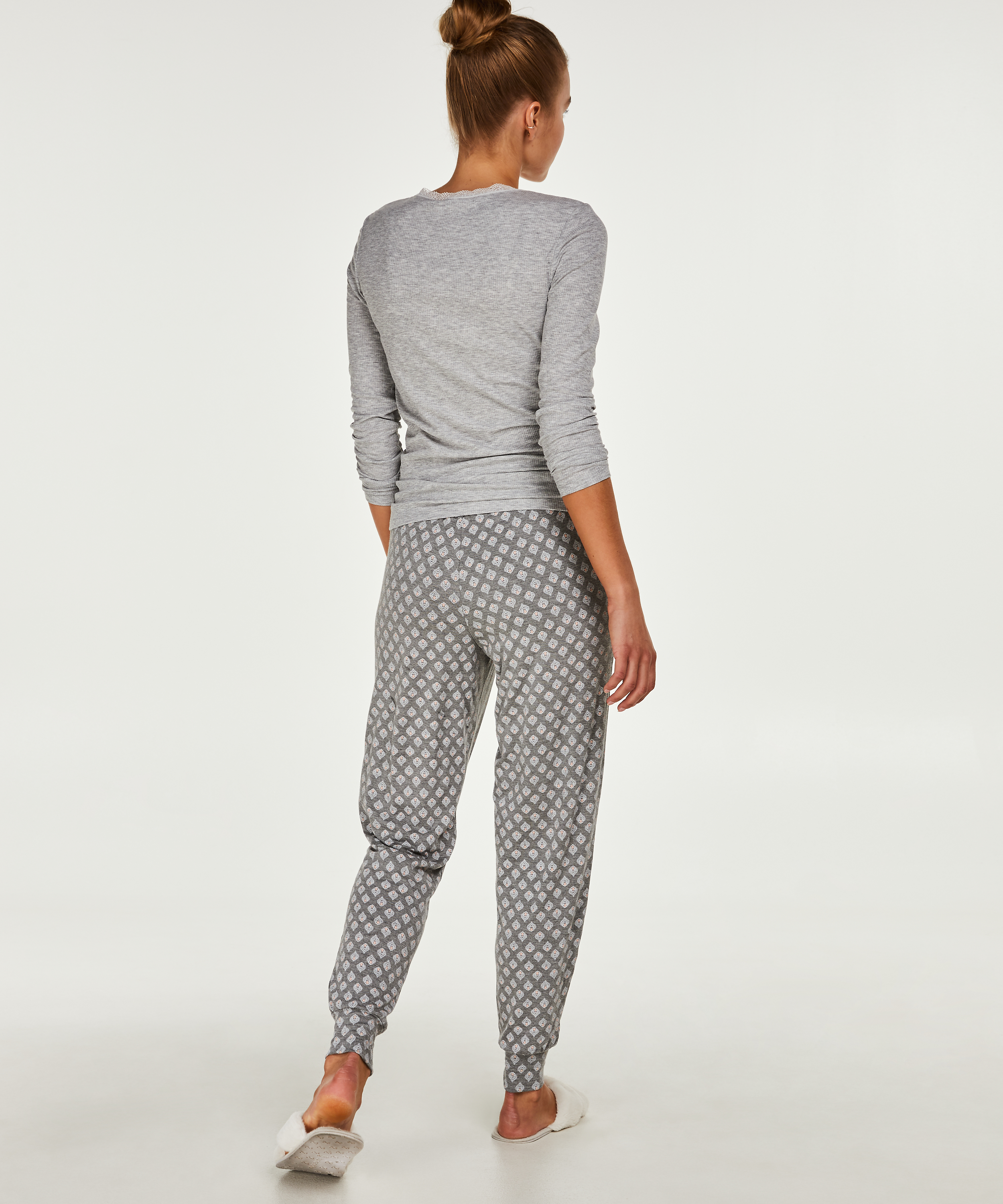 Top LS Rib R-neck, Gris, main