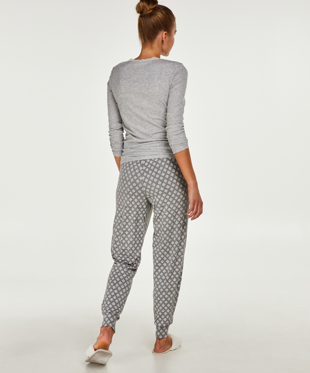 Top LS Rib R-neck, Gris