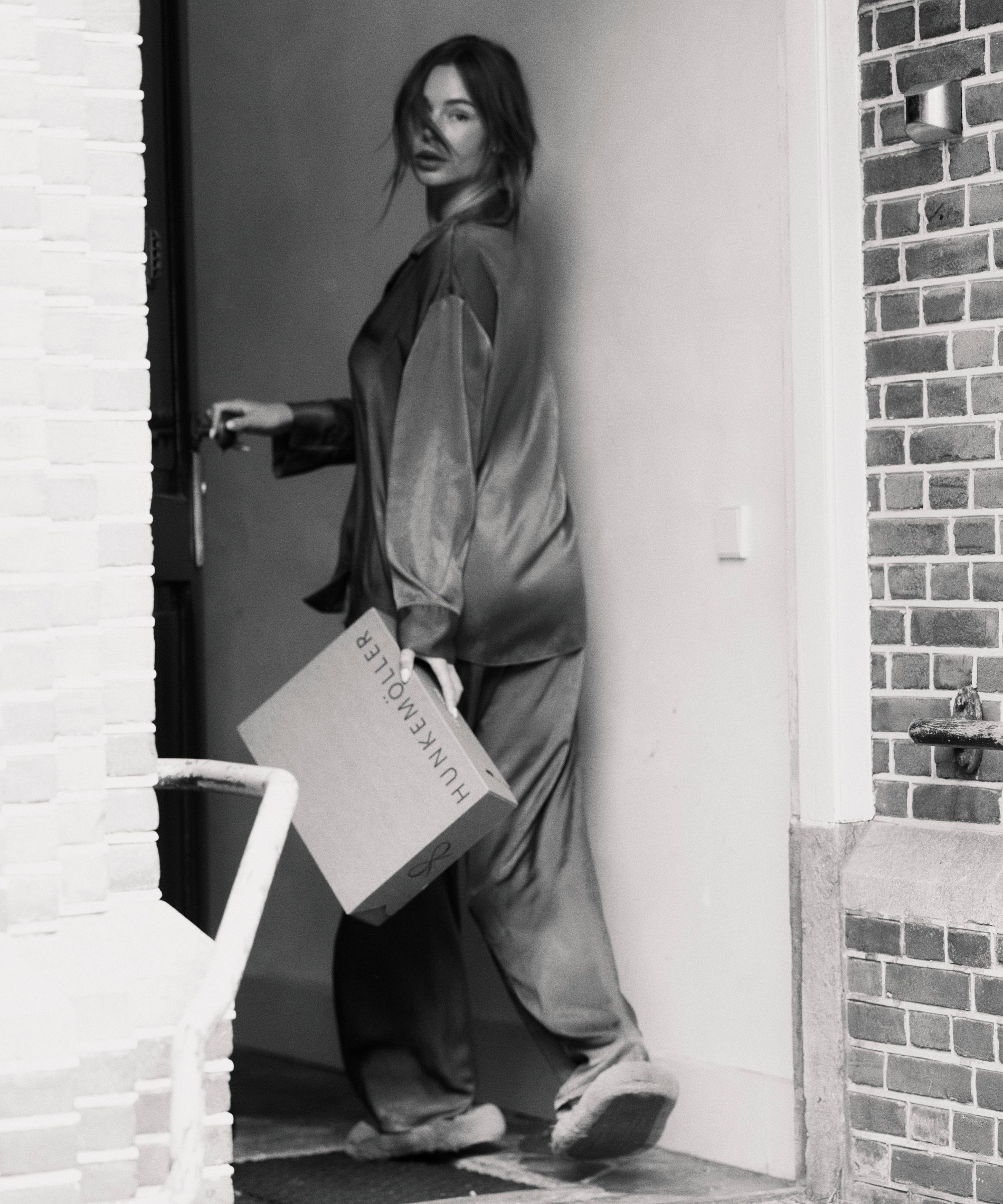 Pantalon Satin, Bleu, main