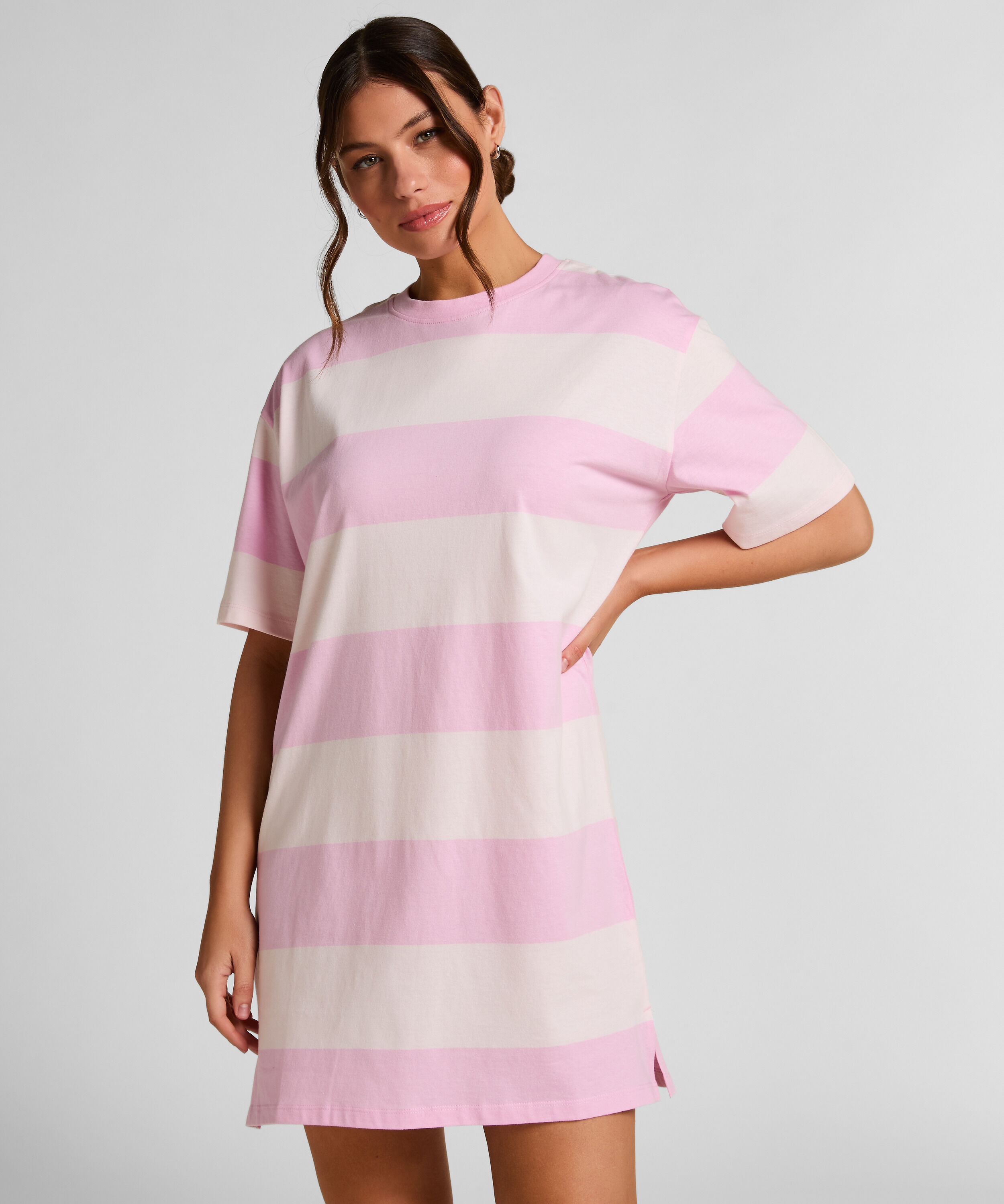 Chemise de nuit à col rond, Rose Chemise de nuit à col rond, Rose