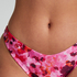 Slip de Bikini Échancrés Floral, Rose