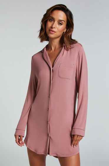 Hunkemöller Robe-chemise à manches longues en jersey Essential Rose