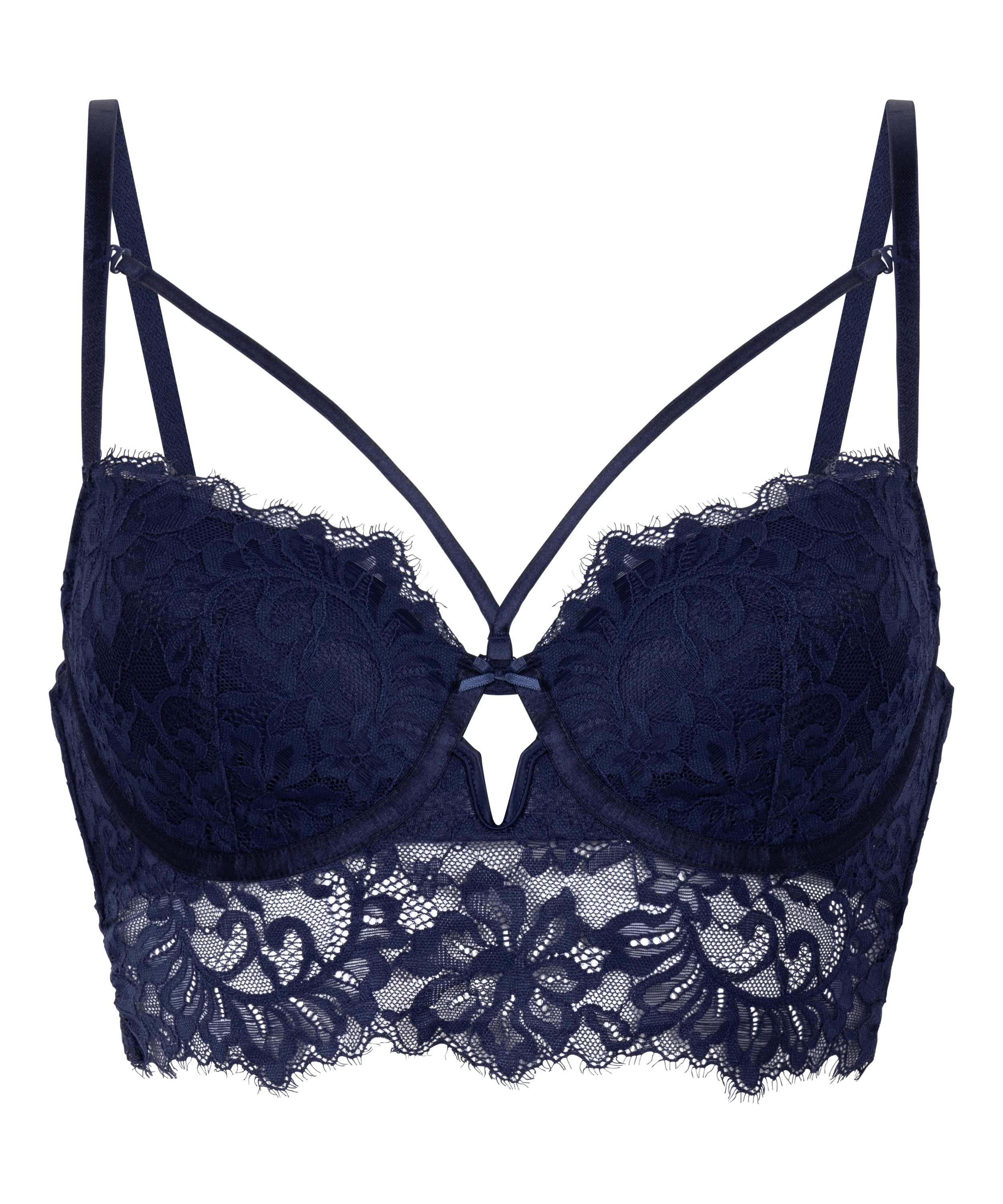 Soutien-gorge à armatures préformé longline Isabella, Bleu, main