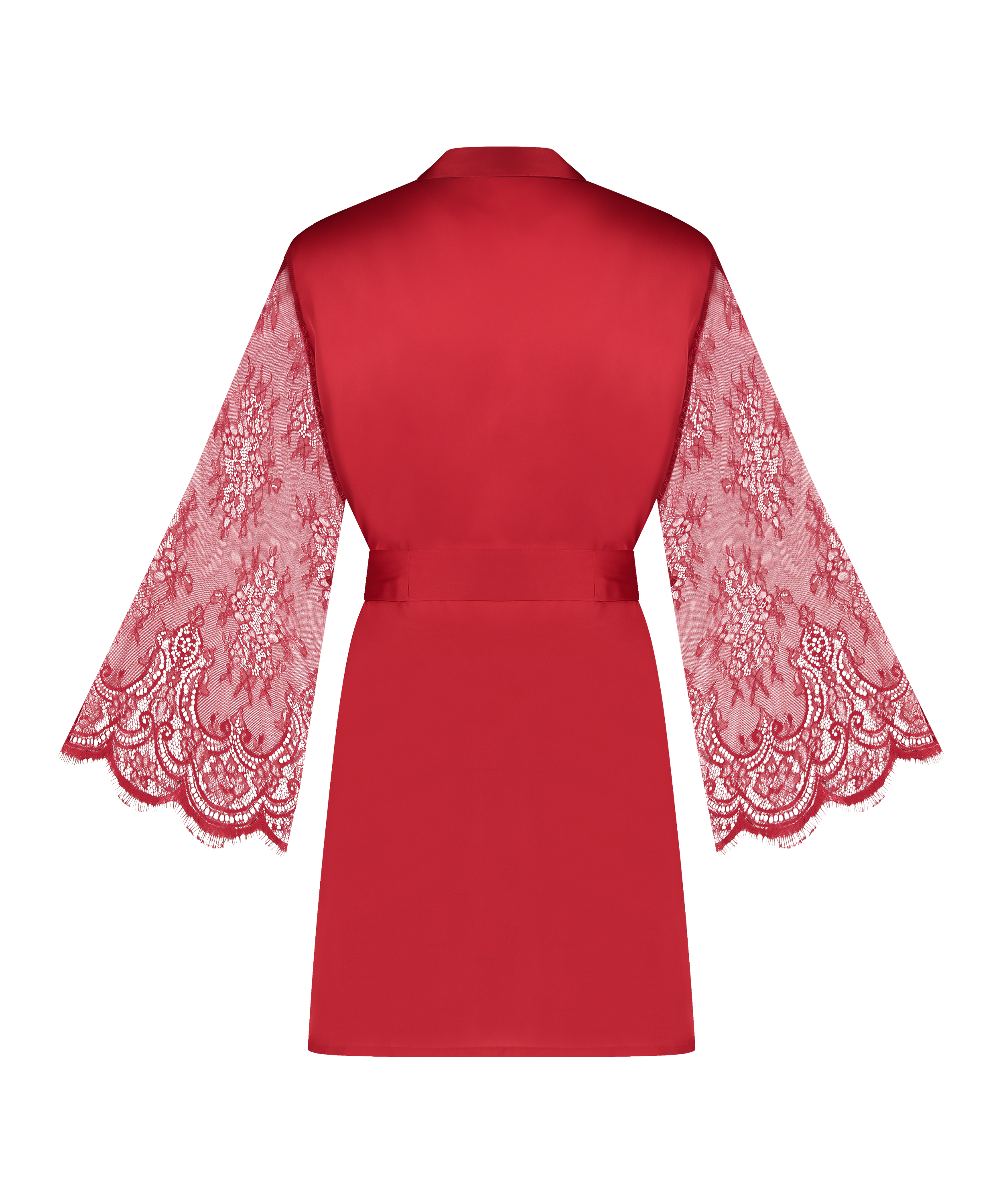Kimono en dentelle satinée, Rouge, main