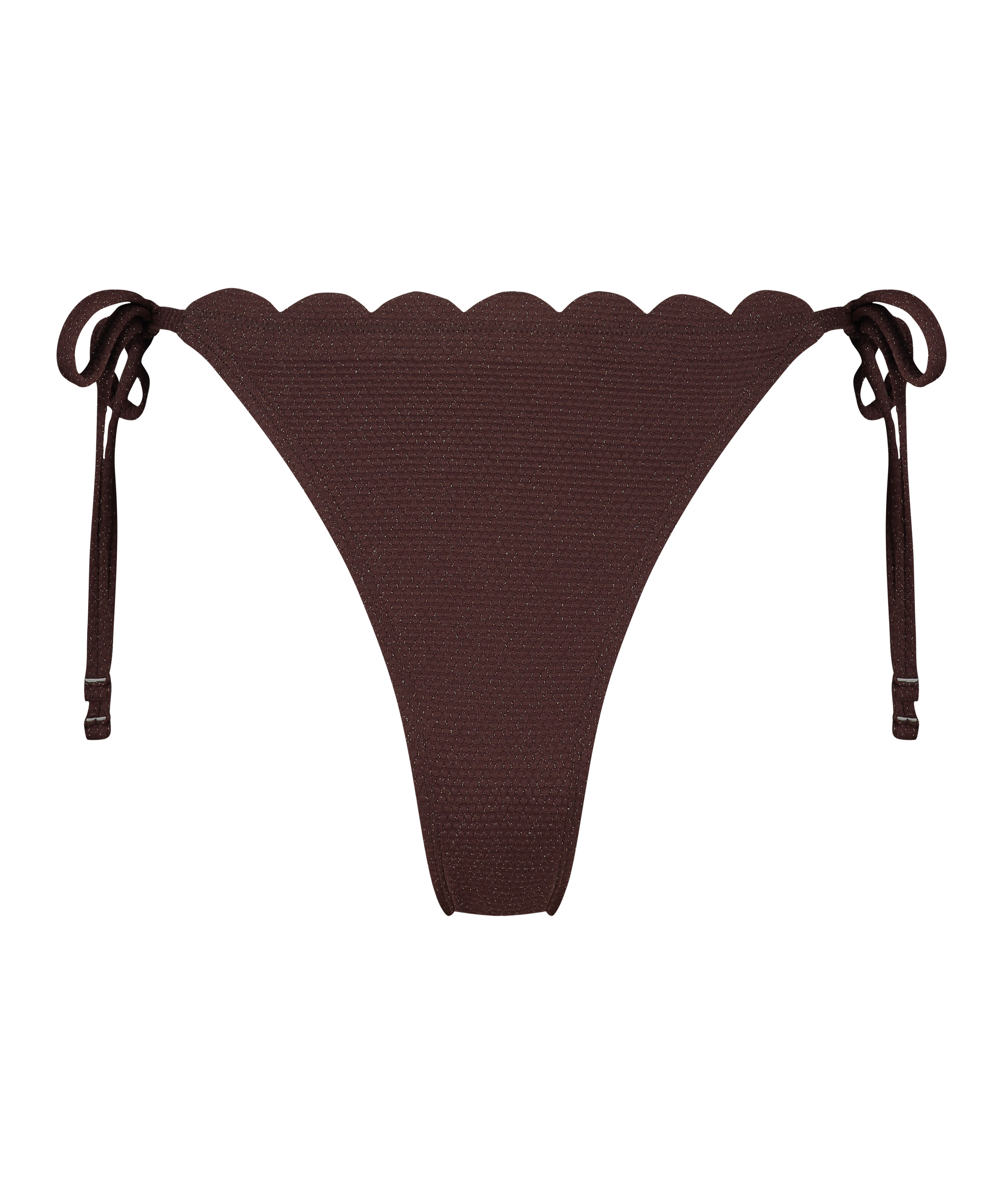 Slip de Bikini Cheeky Tanga Scallop Lurex, marron, main