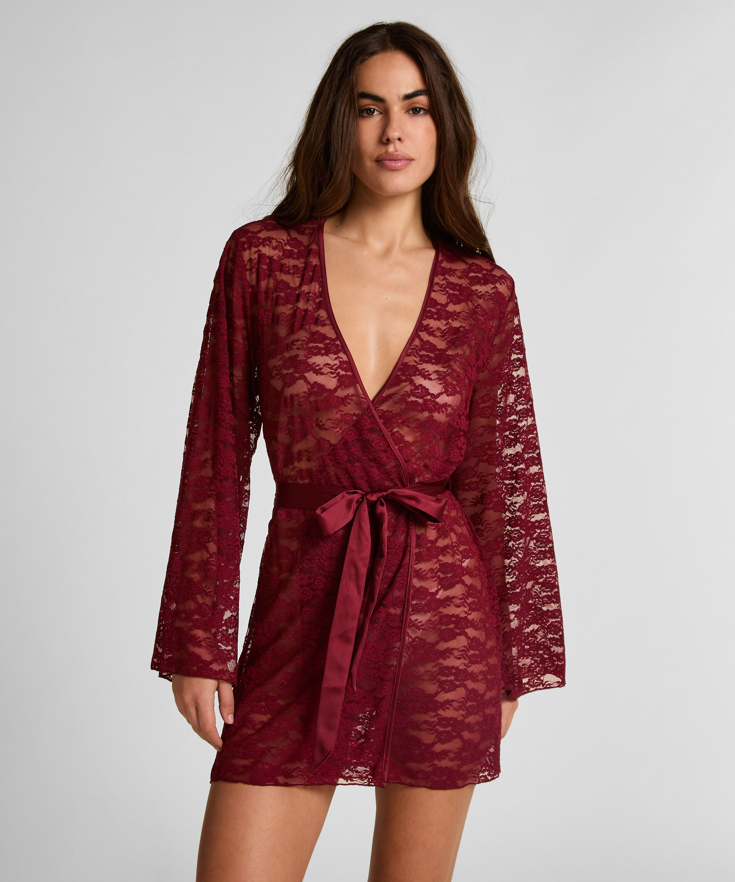 Kimono en dentelle intégrale, Rouge Kimono en dentelle intégrale, Rouge