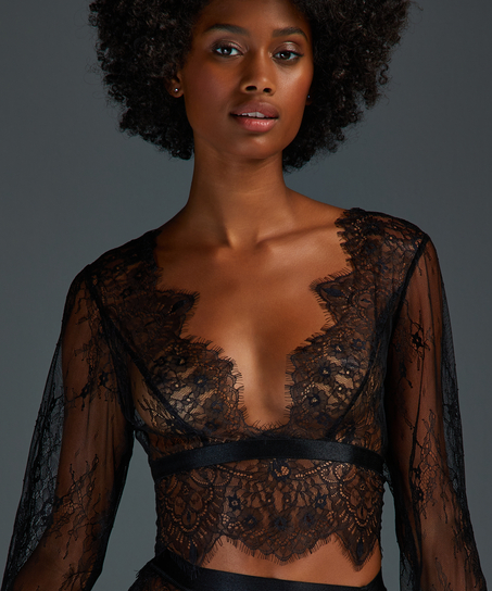 Top Allover Lace, Noir