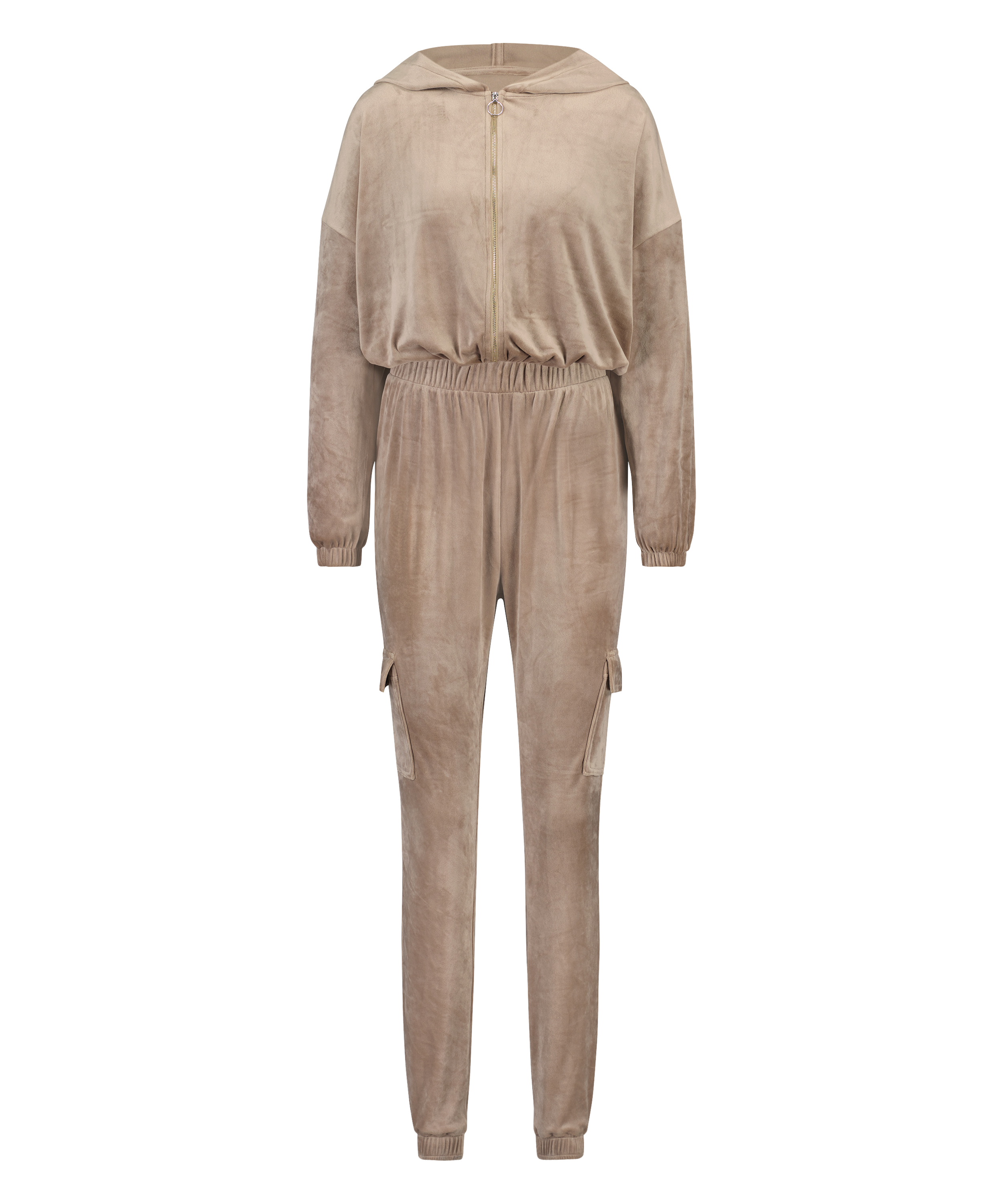 Jumpsuit à capuche Velours, marron, main