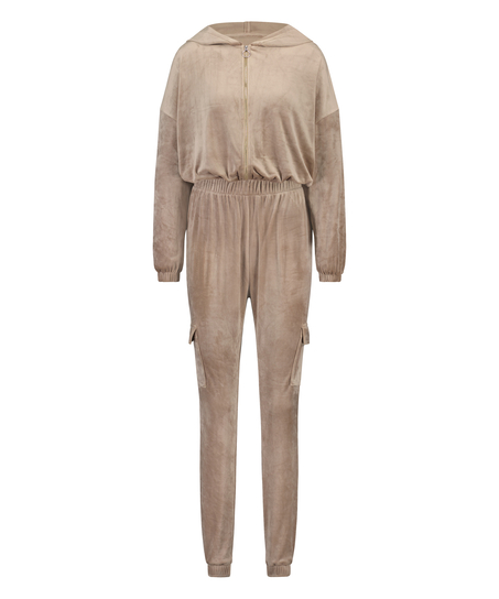 Jumpsuit à capuche Velours, marron