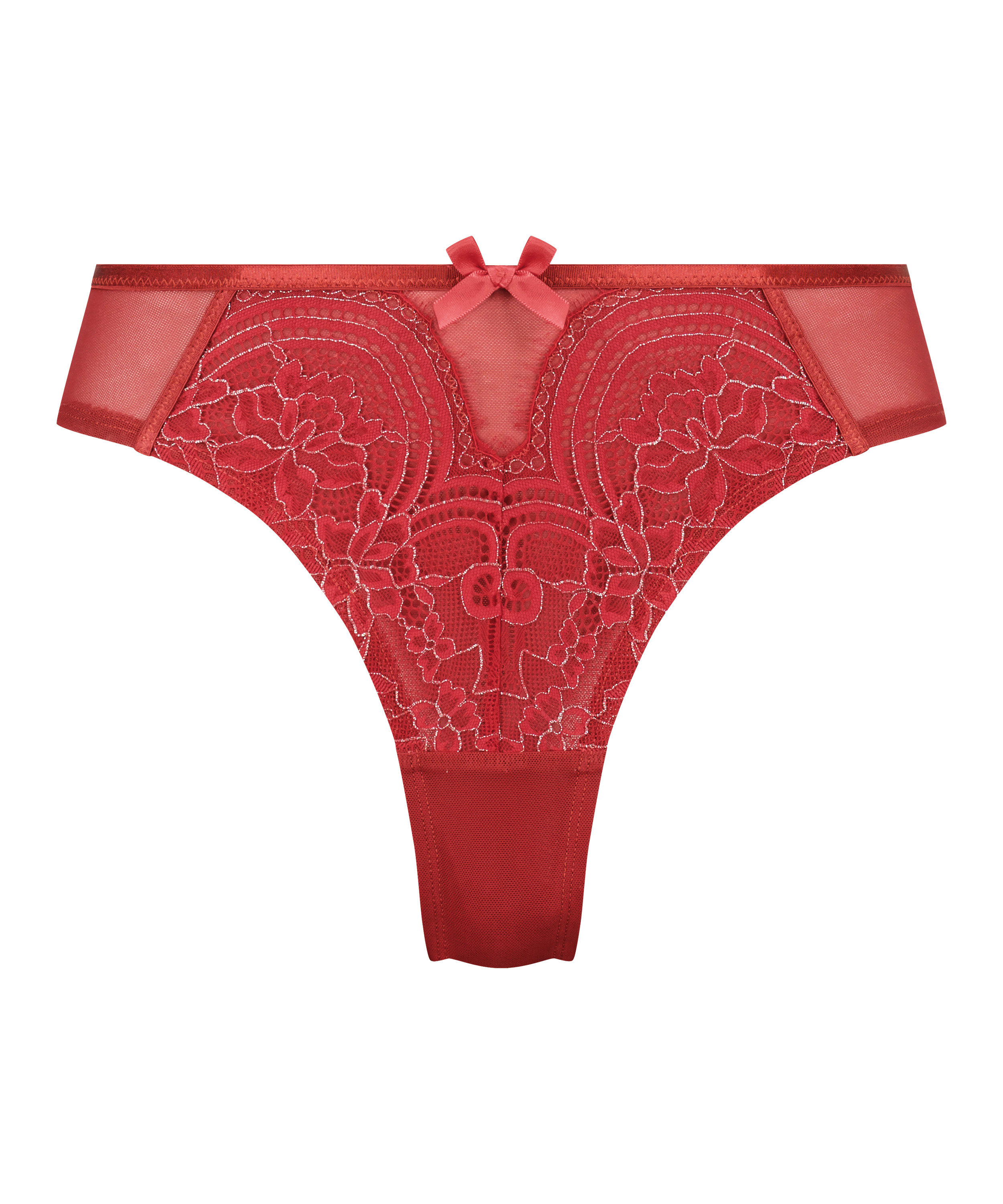 Slip brésilien Harriet à jambes hautes, Rouge, main