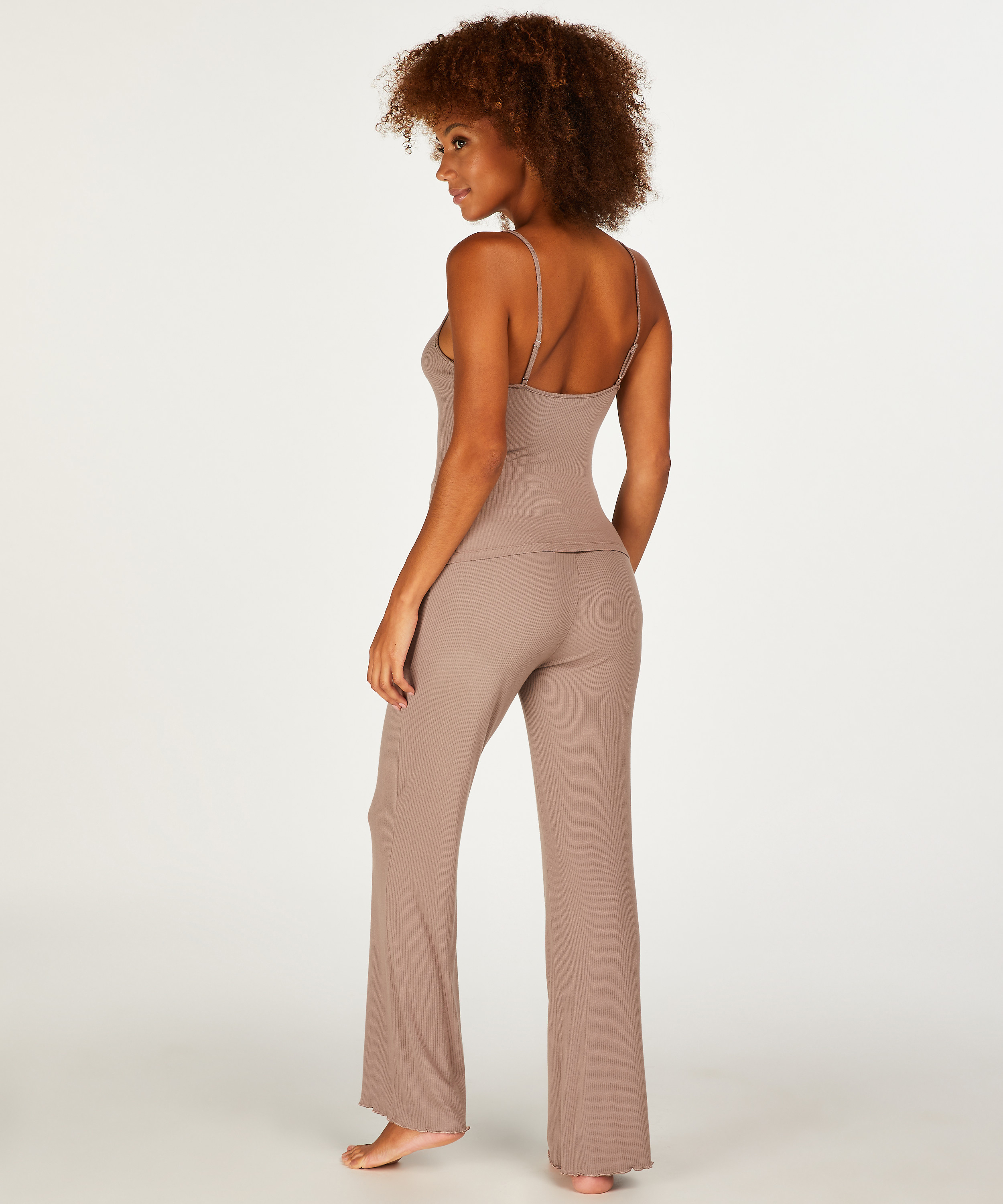 Premium Pantalon Jambe Large, marron, main