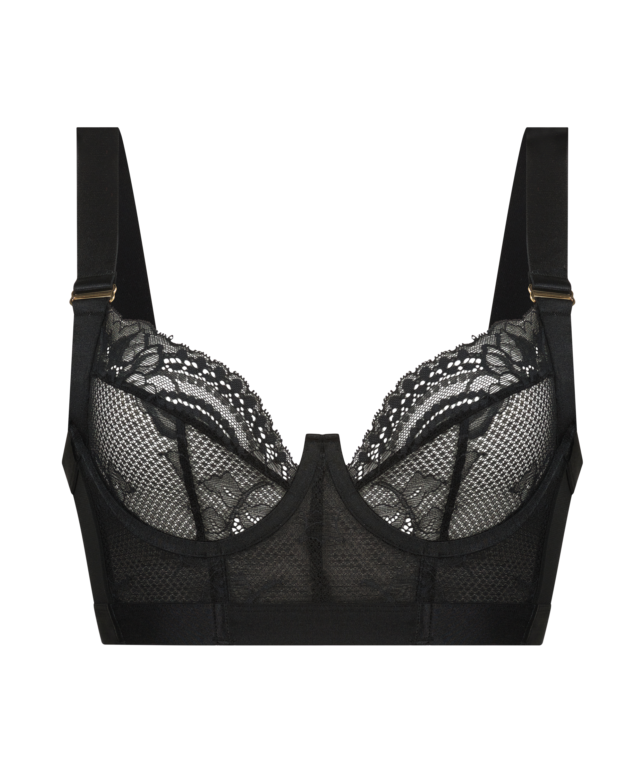 Soutien-gorge bustier non rembourré à armatures Hana, Noir, main