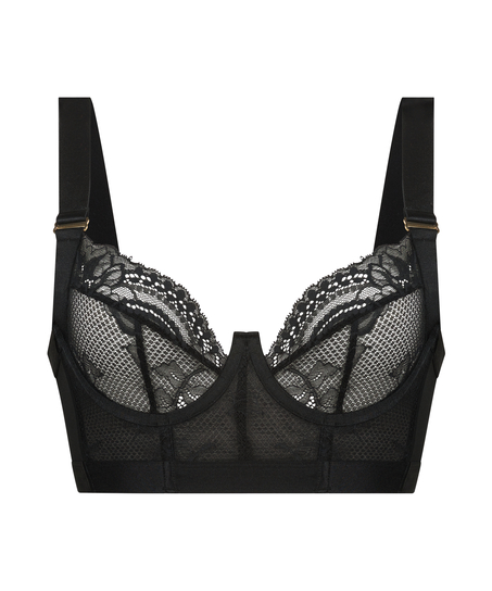 Soutien-gorge bustier non rembourré à armatures Hana, Noir