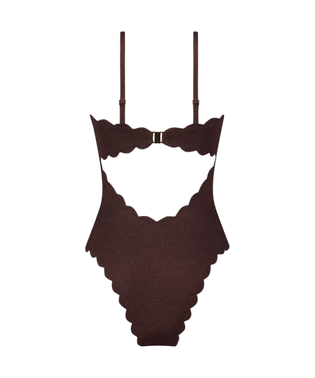 Maillot de bain Bandeau Scallop, marron