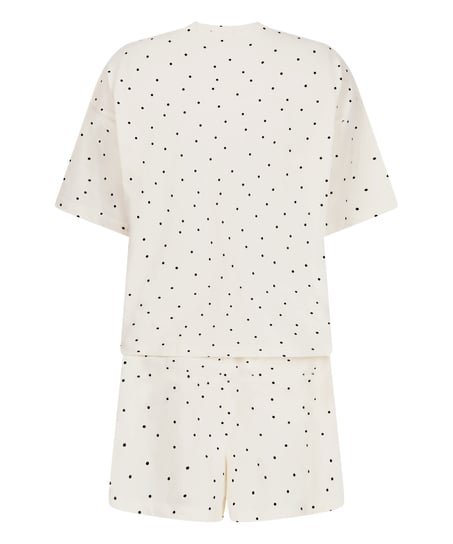 Pyjama Set Cotton Jersey Short, Blanc
